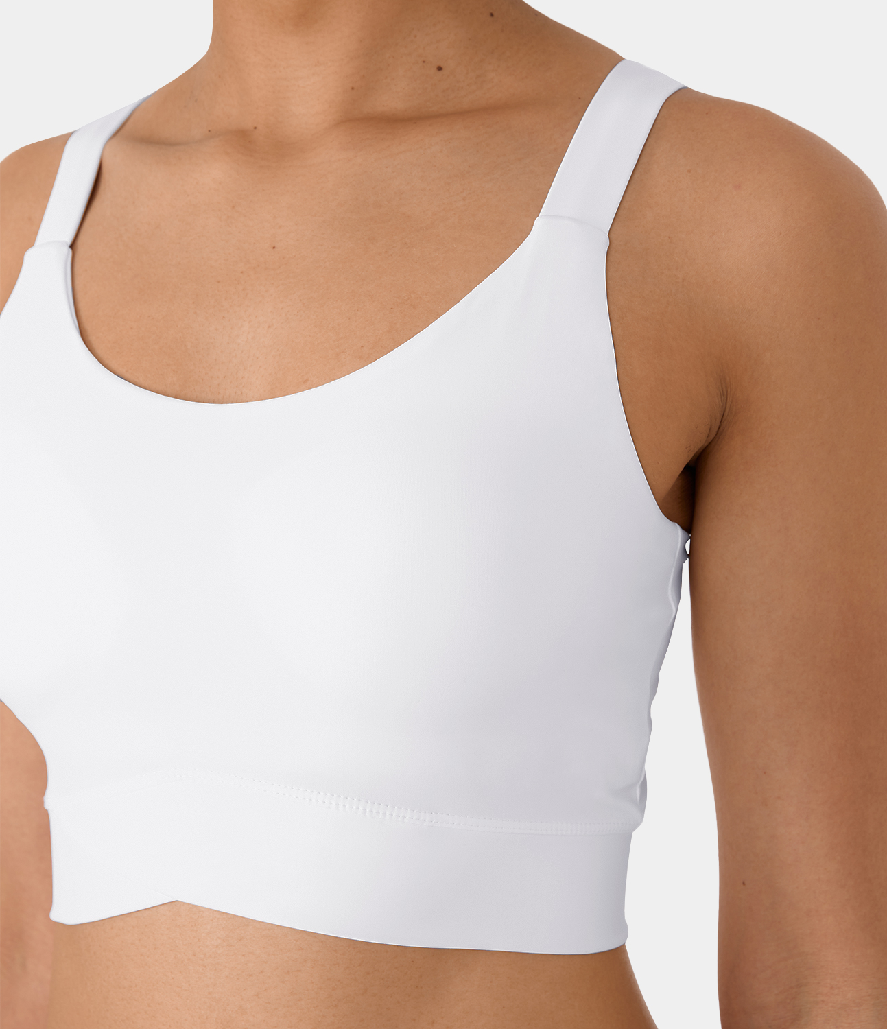 Halara Round Neck Crossover Hem Cropped Yoga Tank Top Tank Top - White - S golf tops halter top tunic tops sleeveless tops backless top 