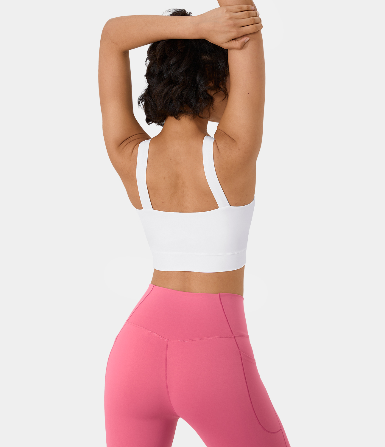 Halara Round Neck Crossover Hem Cropped Yoga Tank Top Tank Top - White - S golf tops halter top tunic tops sleeveless tops backless top 