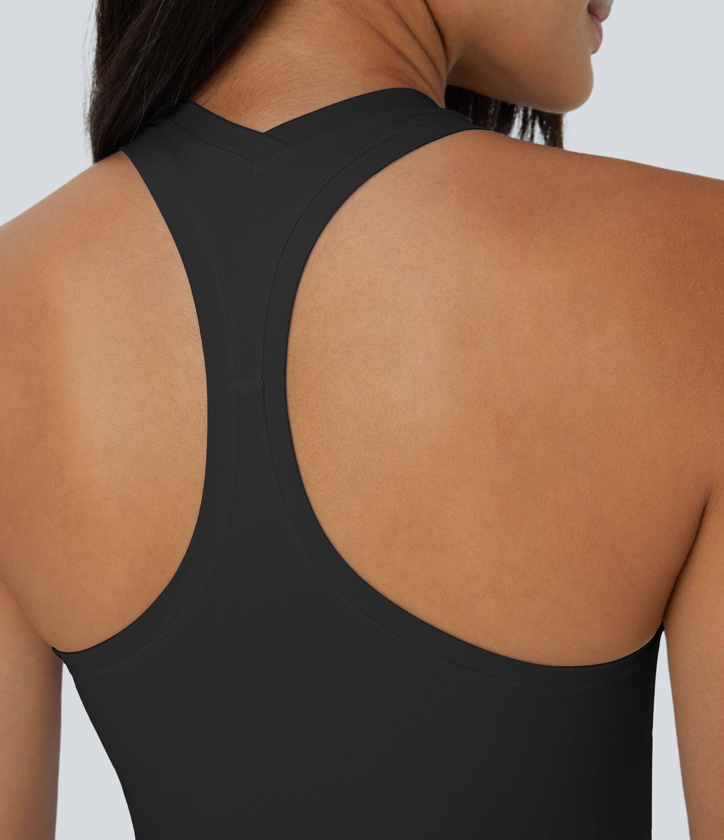 Halara Solid Stretchy U Neck Racerback Workout Tank Top Tank Top - Black - S golf tops halter top tunic tops sleeveless tops backless top 