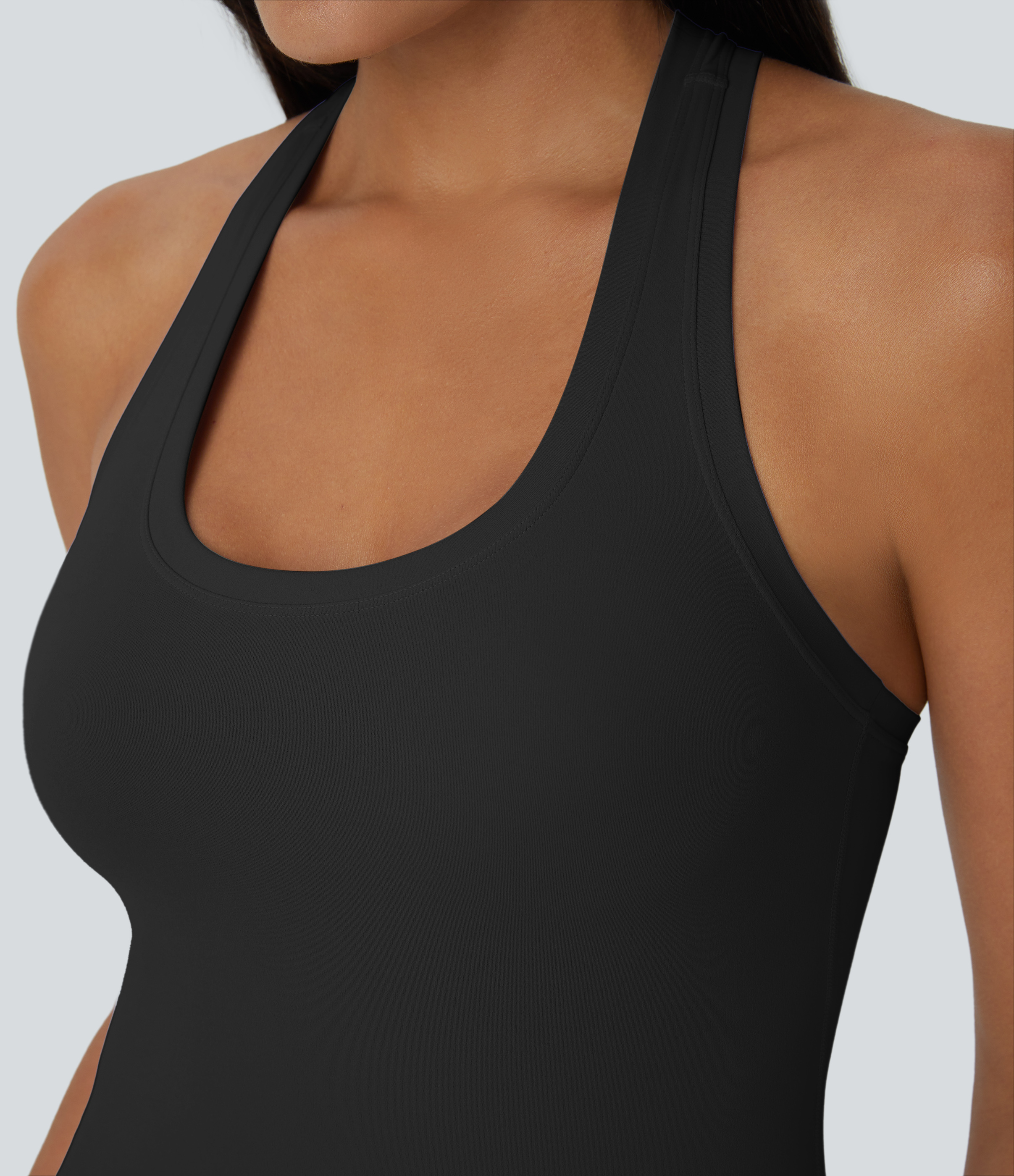 Halara Solid Stretchy U Neck Racerback Workout Tank Top Tank Top - Black - S golf tops halter top tunic tops sleeveless tops backless top 