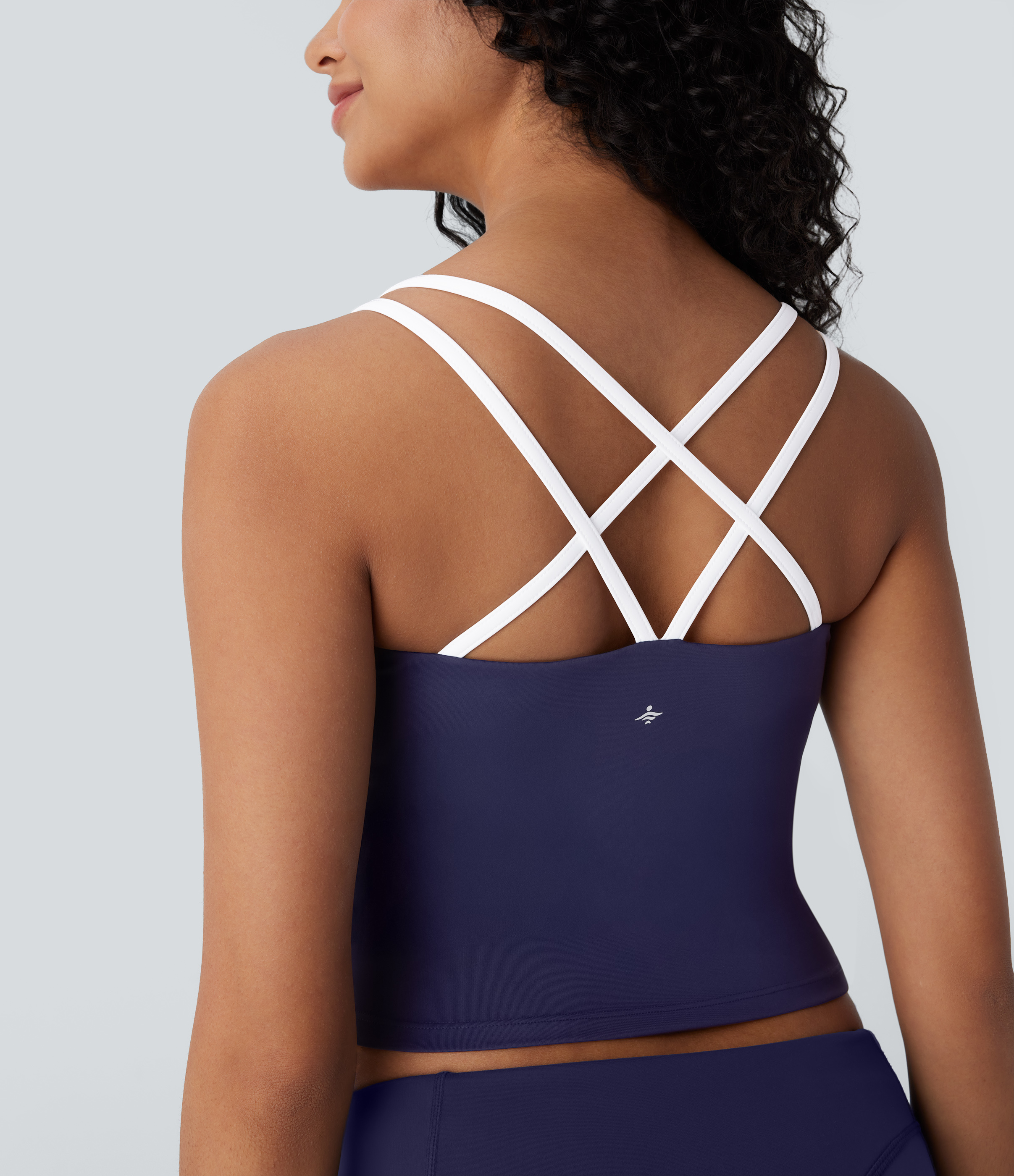 Halara Softlyzeroв„ў QuickDry Crisscross Backless Color Block Skinny Cropped Quick Dry Yoga Cami Top Tank Top - Dawn Purple - L golf tops 