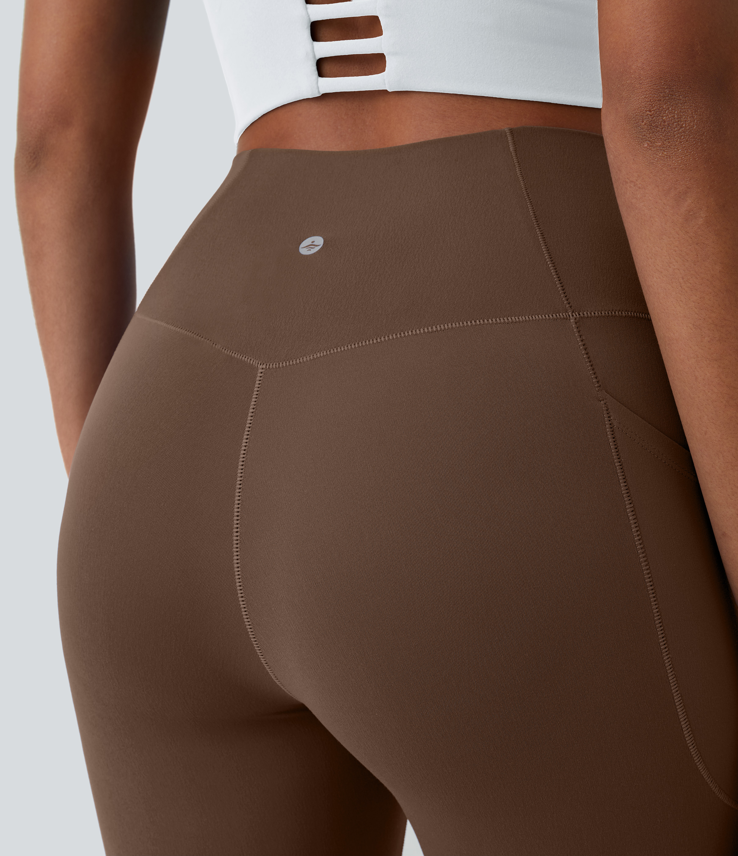 Halara Softlyzeroв„ў Crossover Pocket Plain Leggings-UPF50+  - Soft Silt - XL(7/8) gym leggings leggings with pockets leggings with butt lift 