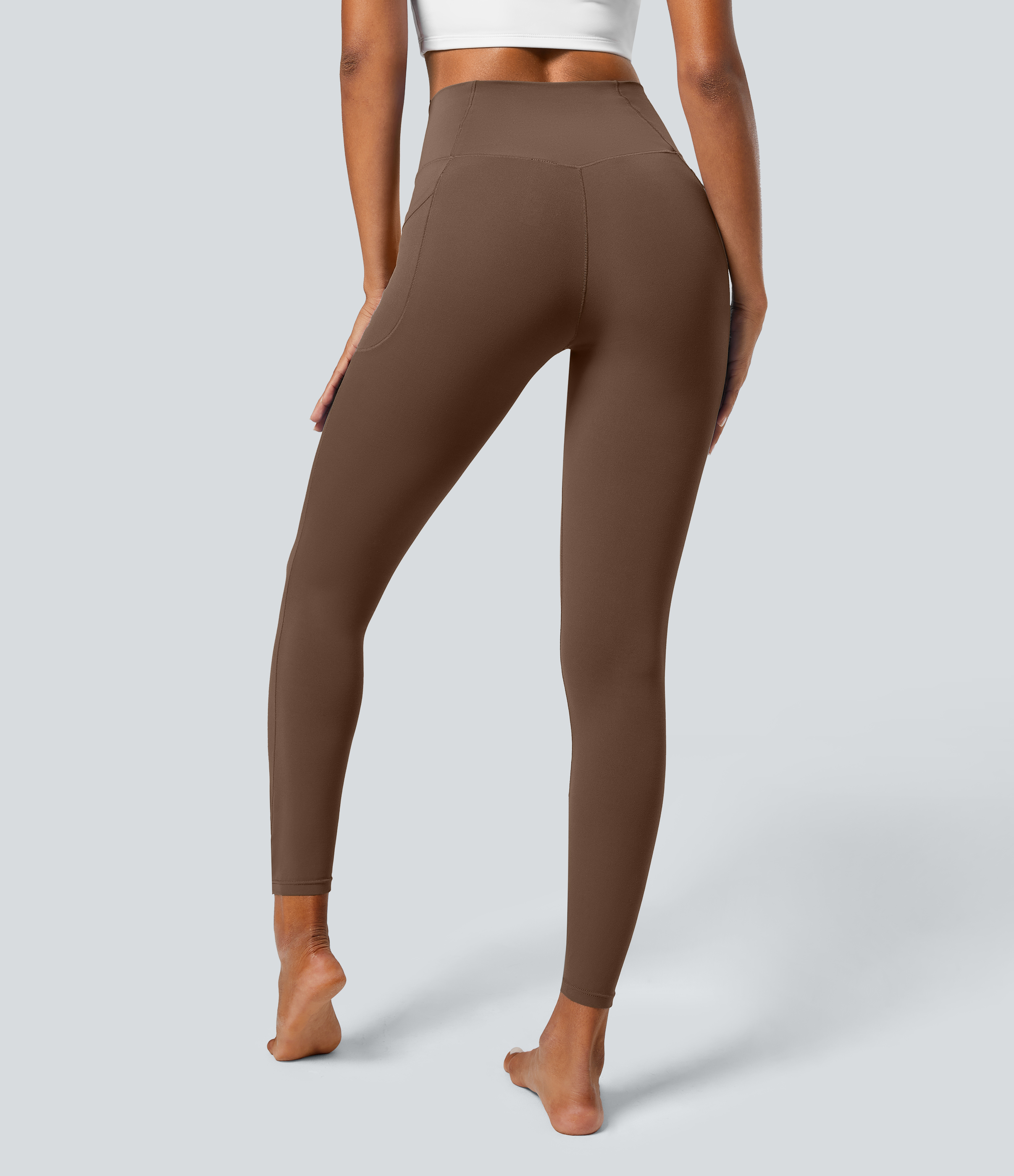 Halara Softlyzeroв„ў Crossover Pocket Plain Leggings-UPF50+  - Soft Silt - XL(7/8) gym leggings leggings with pockets leggings with butt lift 
