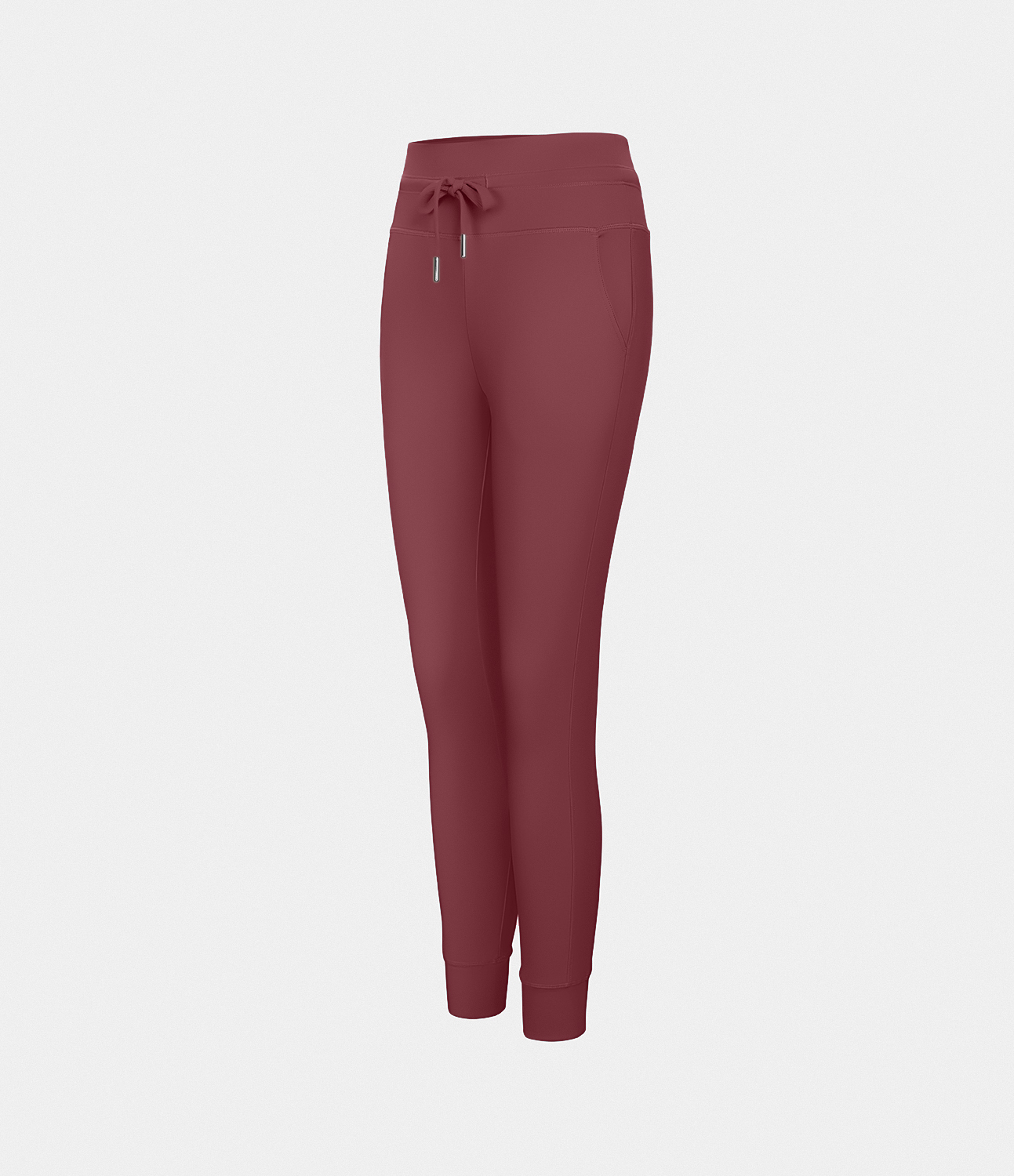 Halara Cloudfulв„ў Air Fabric High Waisted Drawstring Side Pocket Plain Cool Touch Full Length Joggers  - Cordovan - L(petite) 