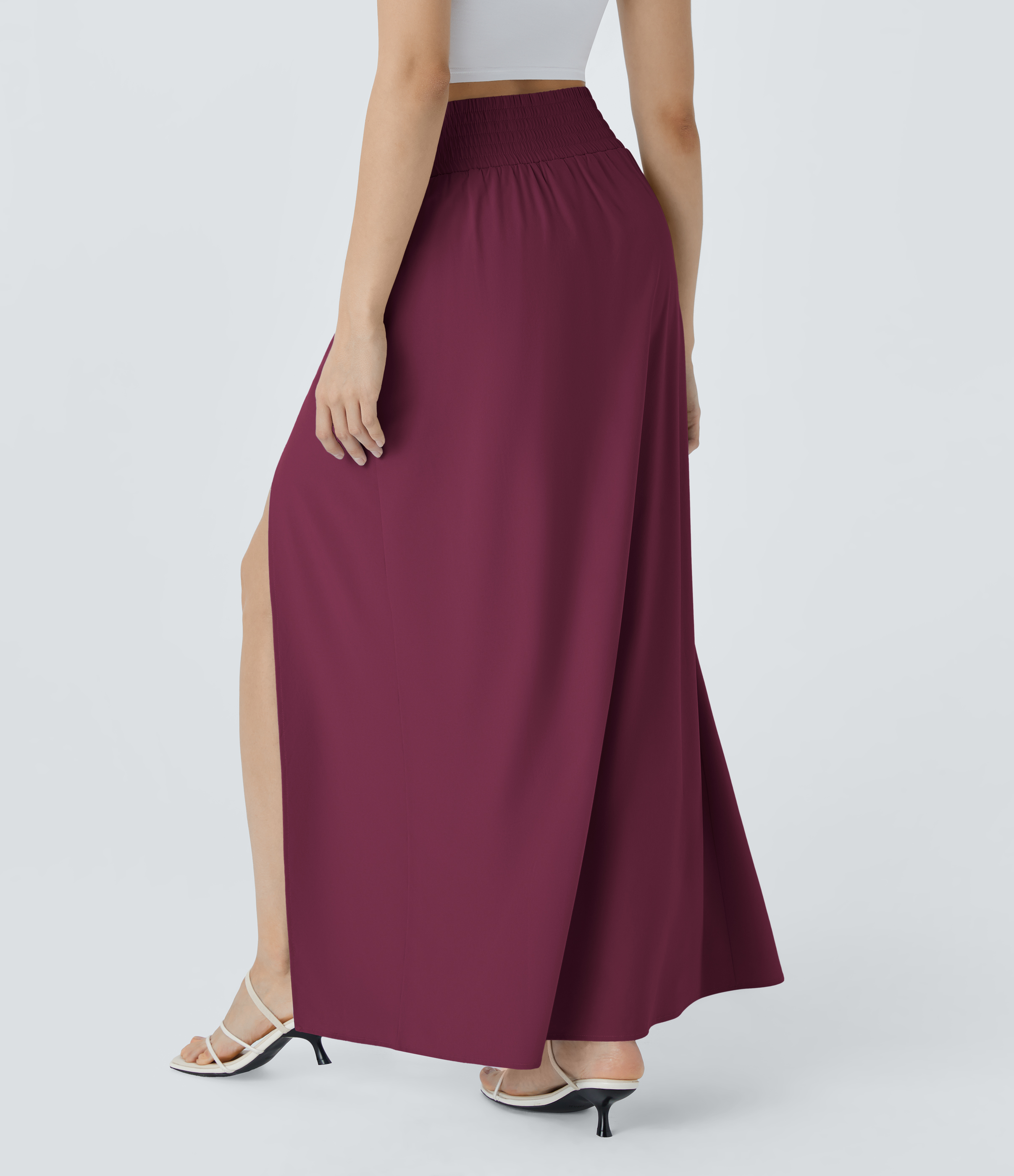 Halara Breezefulв„ў High Waisted Split 2-in-1 Side Pocket Flowy Maxi Quick Dry Casual Skirt  - Amaranth - S(regular) 