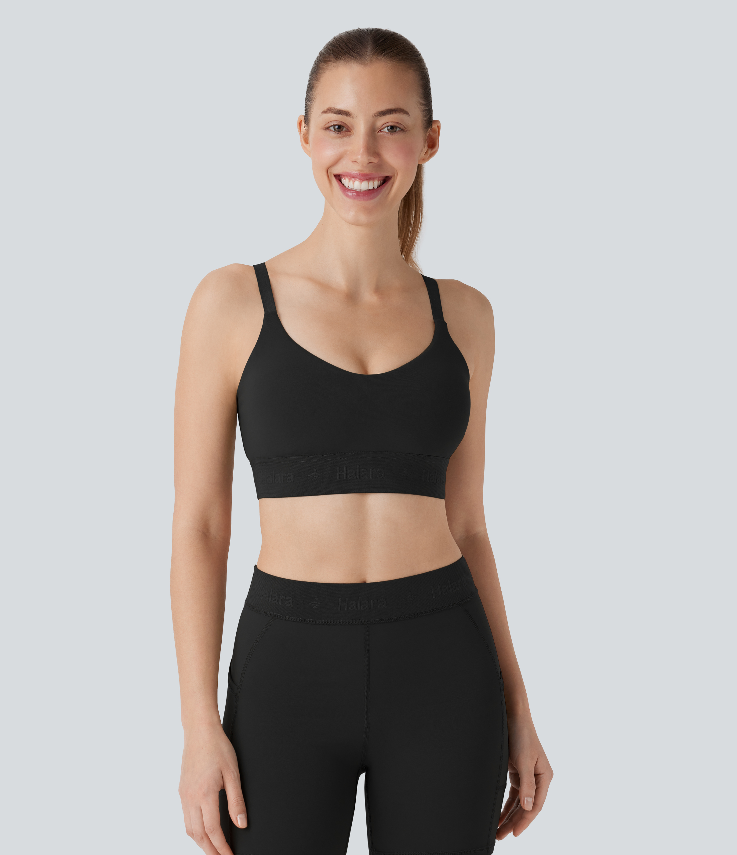 Halara SpeedWaveв„ў Medium Support Adjustable Strap Quick Dry Workout Sports Bra  - Black - M push up bra strapless bra backless bra sticky bra 