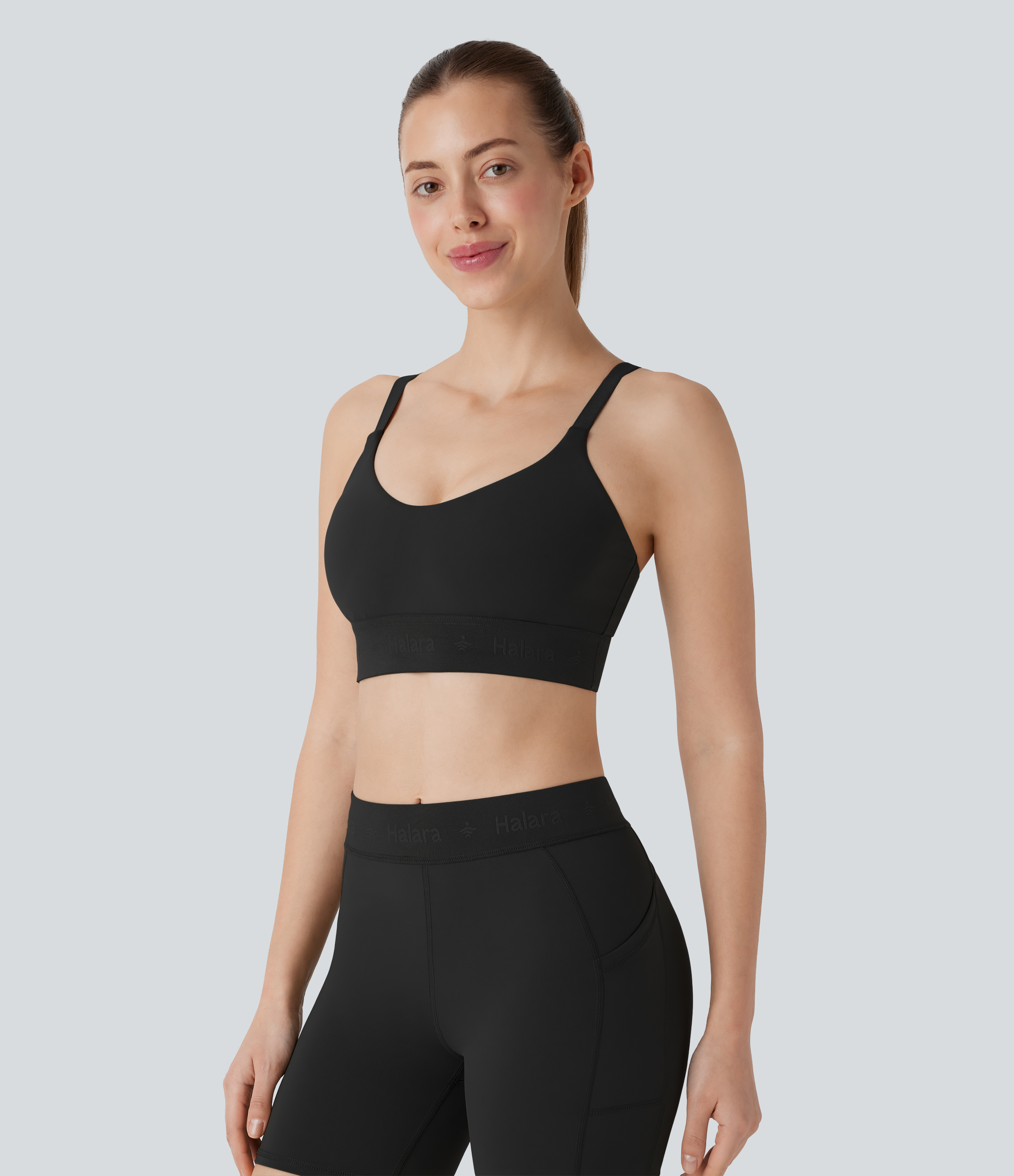 Halara SpeedWaveв„ў Medium Support Adjustable Strap Quick Dry Workout Sports Bra  - Black - M push up bra strapless bra backless bra sticky bra 