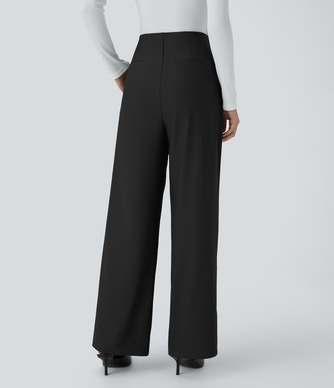 Halara Halara Flexв„ў High Waisted Decorative Button Side Pocket Straight Leg Twill Work Pants  - Black - L(regular) sweatpants jogger pants 