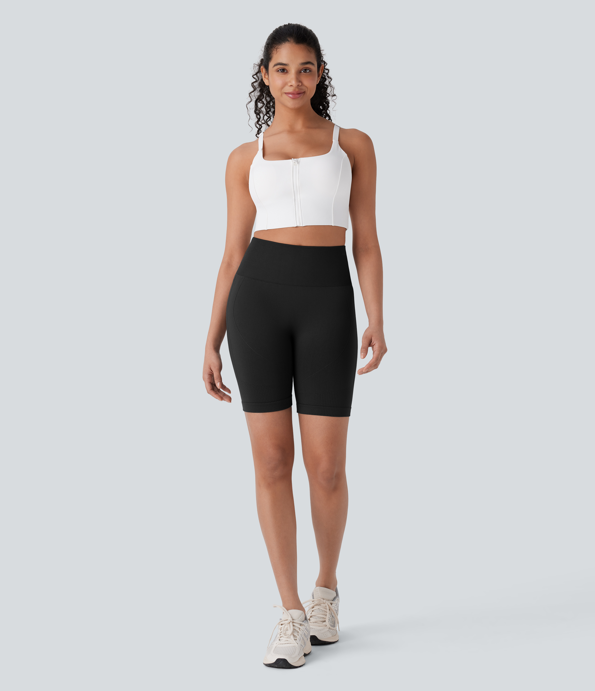Halara Seamless Flow High Waisted Tummy Control Butt Lifting Yoga Biker Shorts 7``  - Black - L biker shorts women black biker shorts 