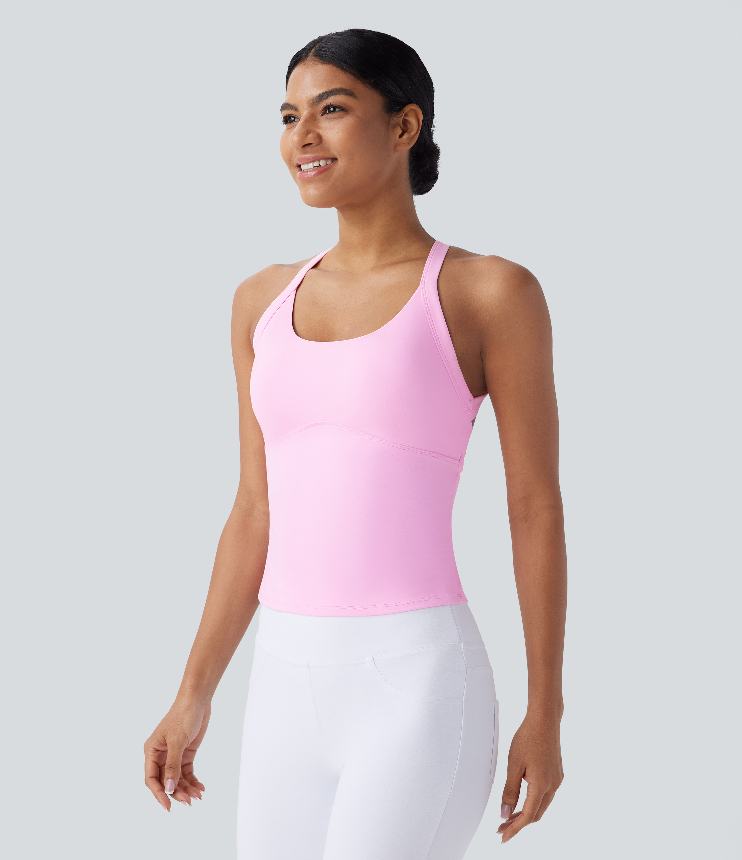 Halara Softlyzeroв„ў Plush Backless Cut Out Twisted Yoga Tank Top Tank Top - Nosegay - L golf tops halter top tunic tops sleeveless tops 