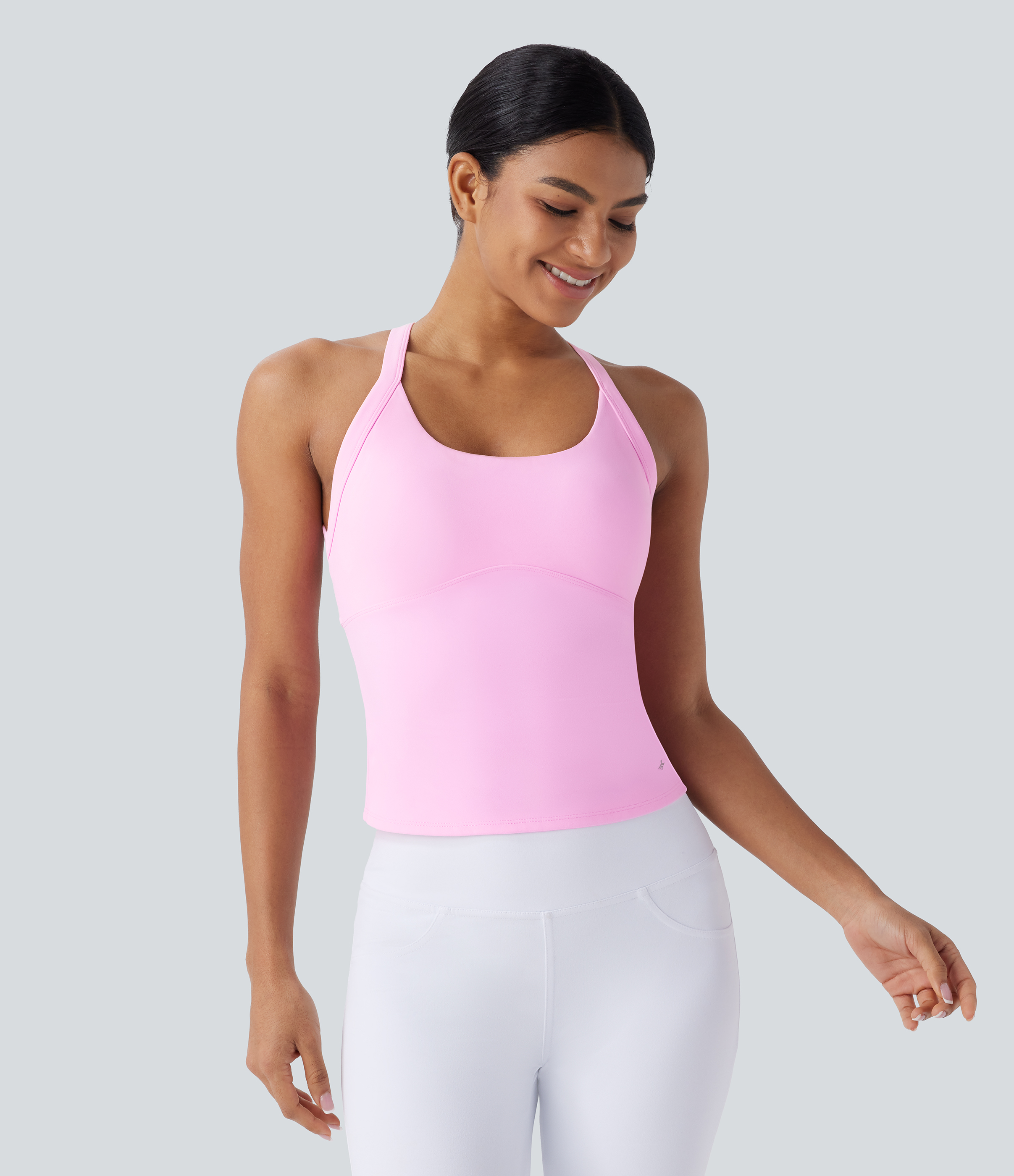 Halara Softlyzeroв„ў Plush Backless Cut Out Twisted Yoga Tank Top Tank Top - Nosegay - L golf tops halter top tunic tops sleeveless tops 