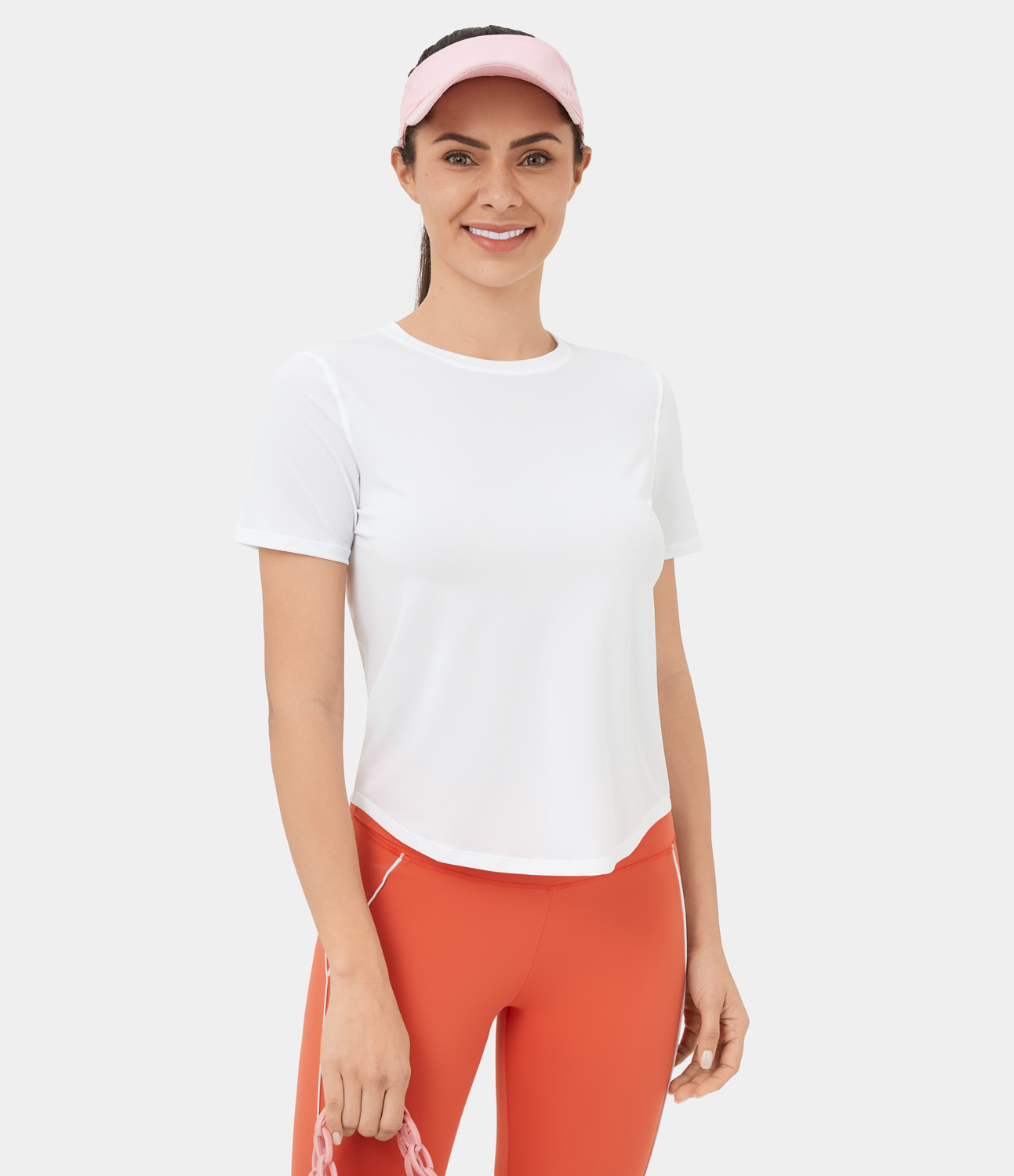 

Halara Reflective Short Sleeve Curved Hem Yoga Sports Top - White