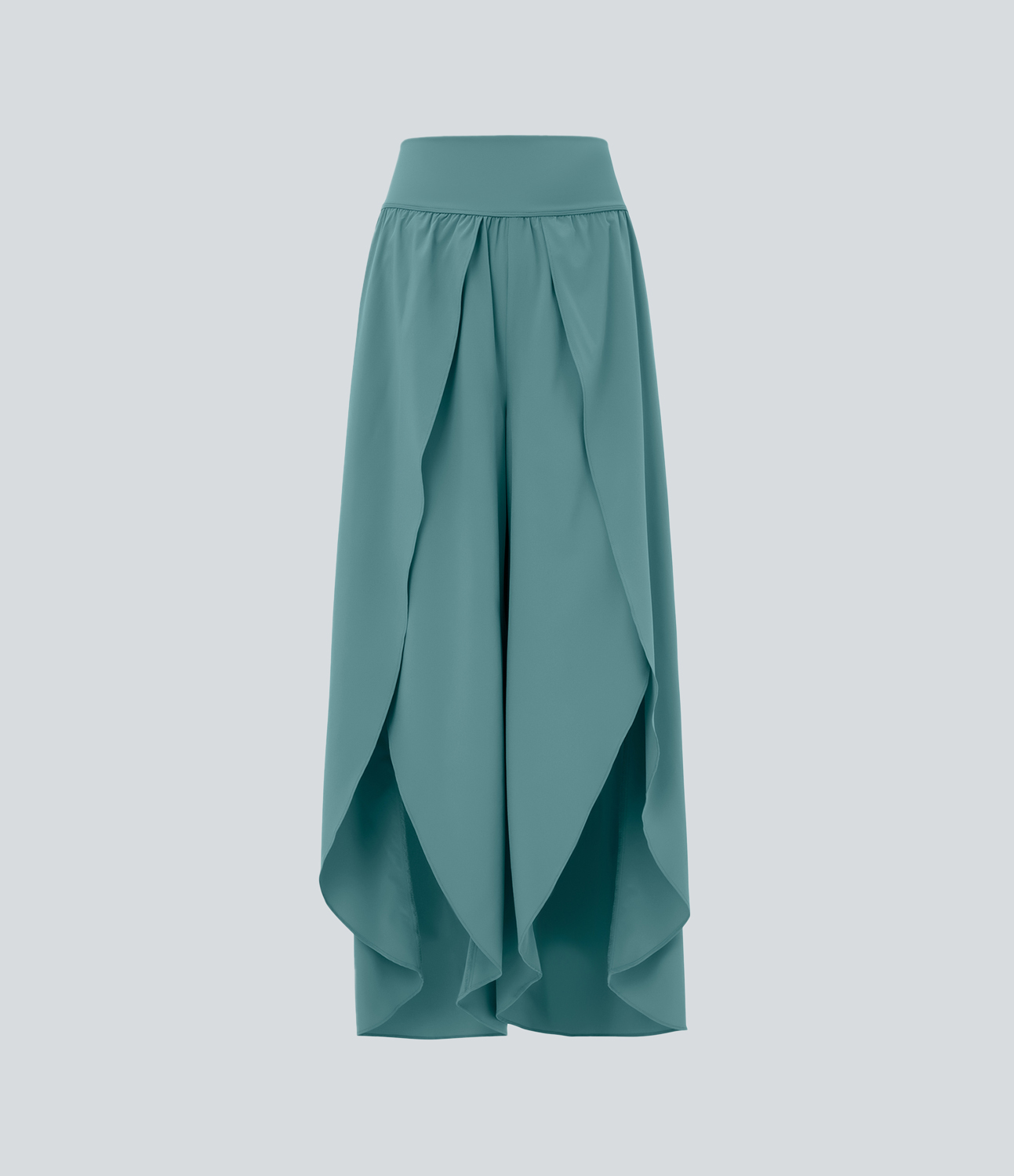 Halara Breezefulв„ў High Waisted Back Waistband Pocket Palazzo Flowy Split Wide Leg Quick Dry Casual Pants  - Mineral Blue - S(regular) 