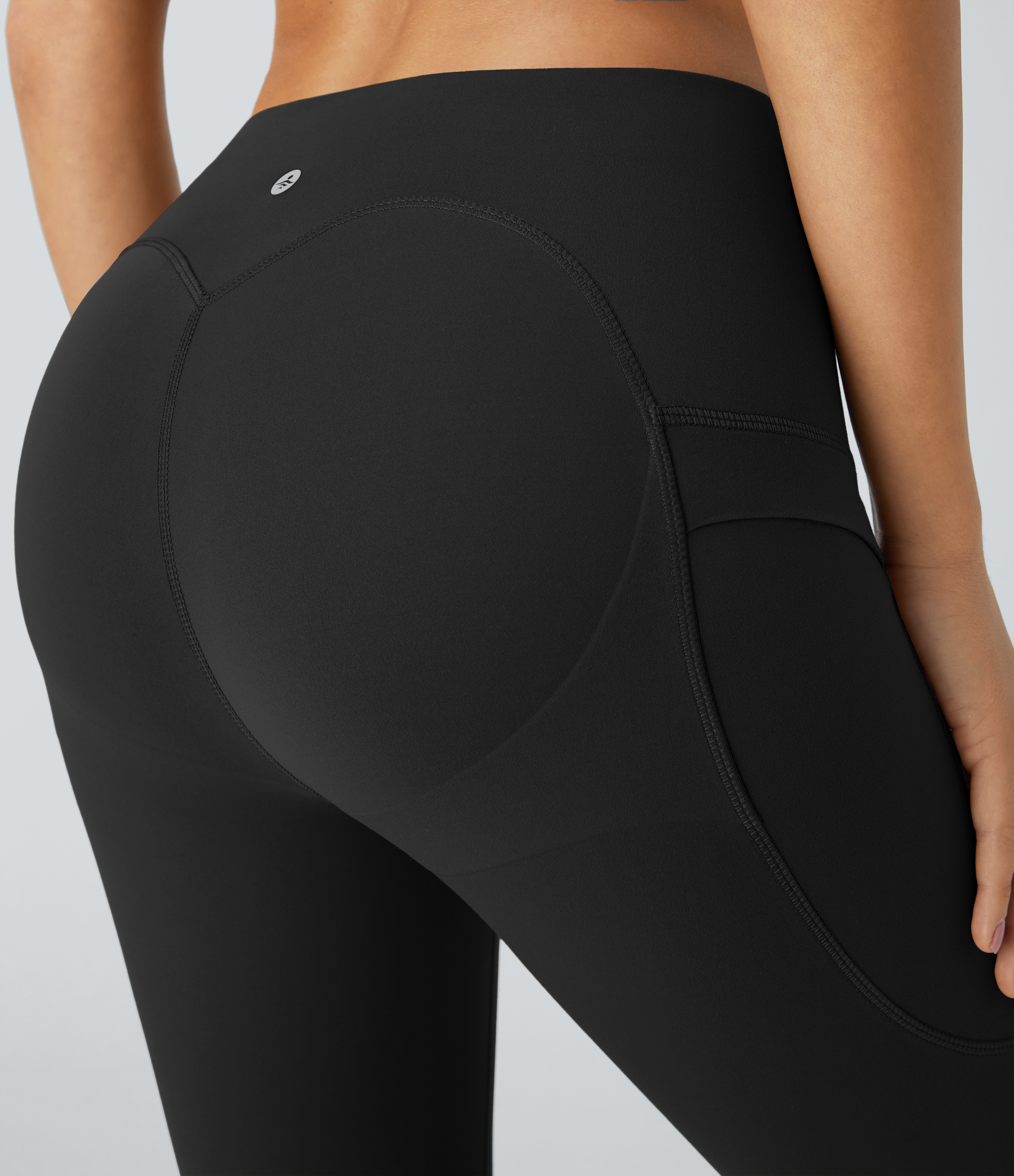 Halara SoCinched High Waisted Butt Lifting Tummy Control Side Pocket Shaping Yoga UltraSculpt Leggings  - Black - S(7/8) gym leggings 