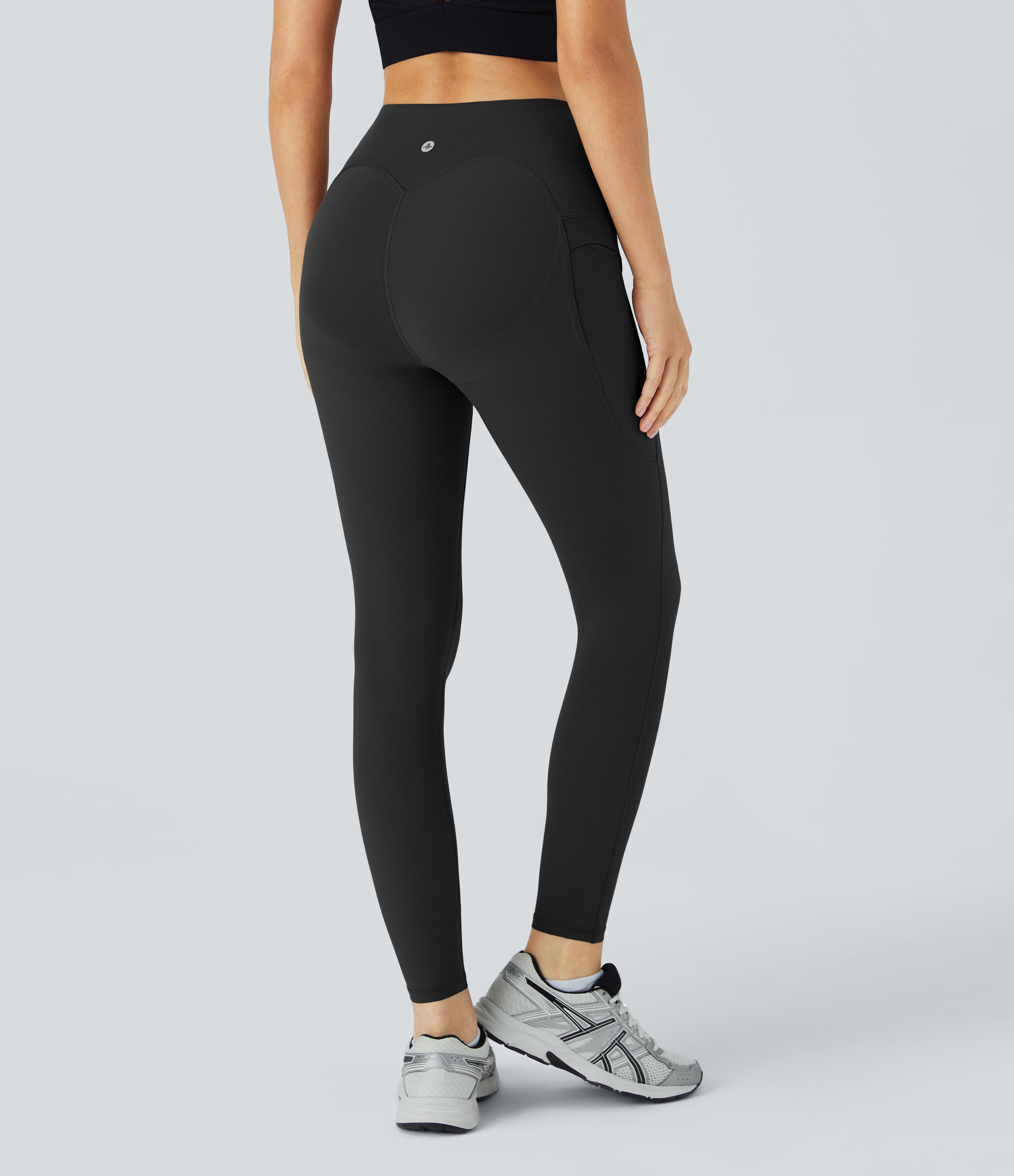 Halara SoCinched High Waisted Butt Lifting Tummy Control Side Pocket Shaping Yoga UltraSculpt Leggings  - Black - S(7/8) gym leggings 