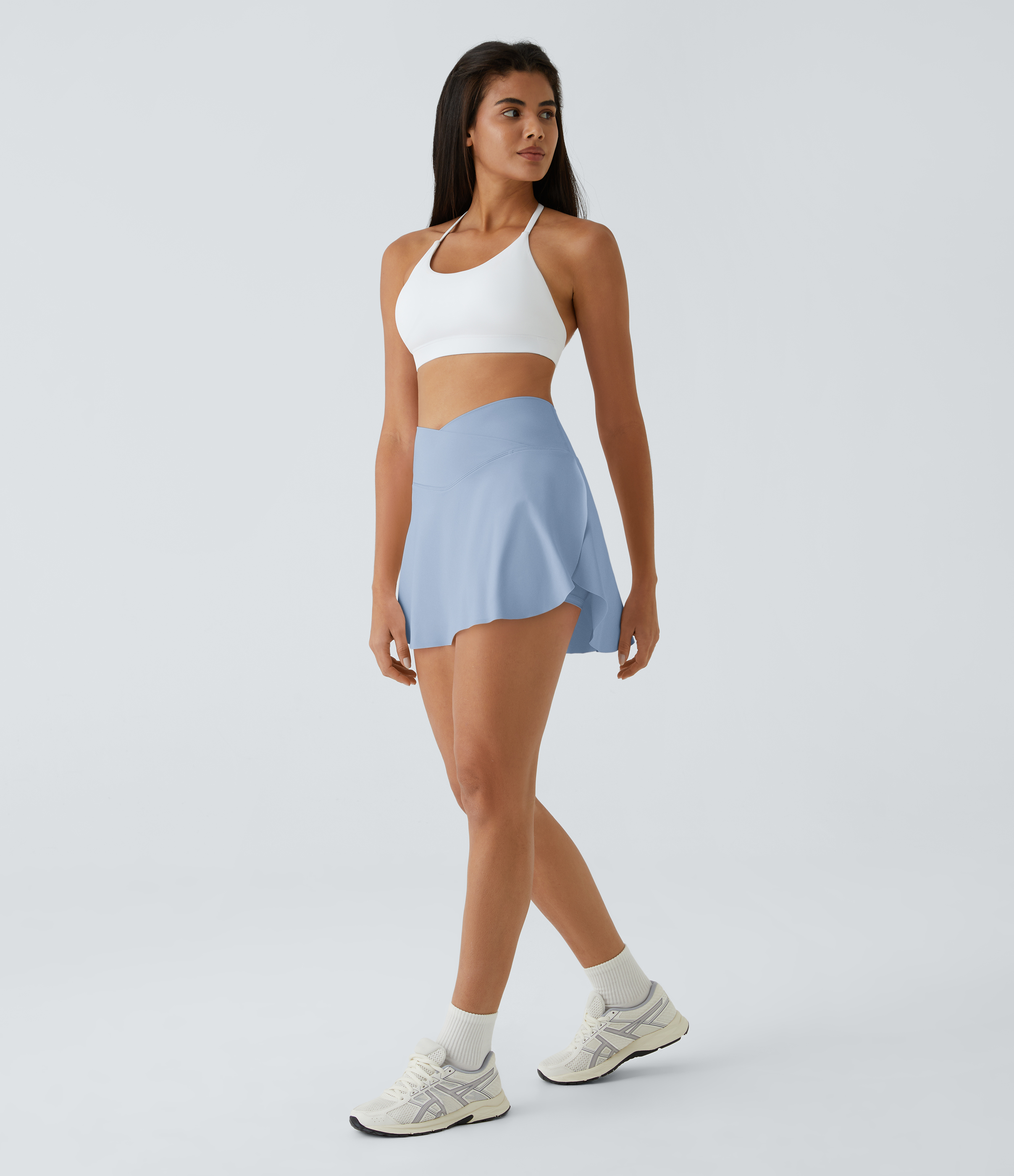 Halara Softlyzeroв„ў Airy Crossover Side Pocket 2-in-1 Cool Touch Tennis Skirt-Lucid-Longer Length  - Chambray Blue - M(Long) 