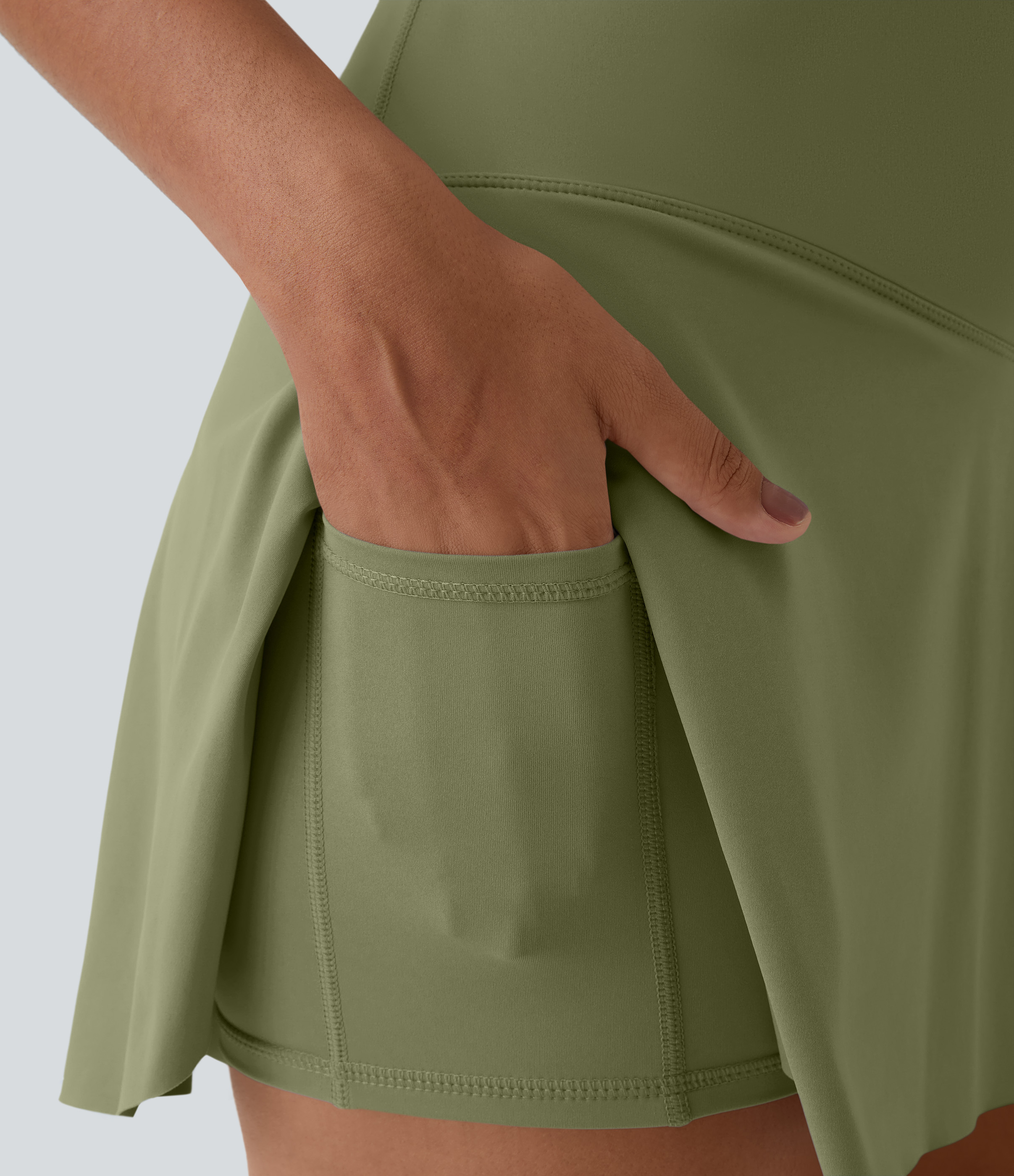 Halara Everyday Cloudfulв„ў Air Crossover 2-in-1 Side Pocket Tennis Skirt-Lucid  - Loden Green - M midi skirt a line skirt golfing skirt 