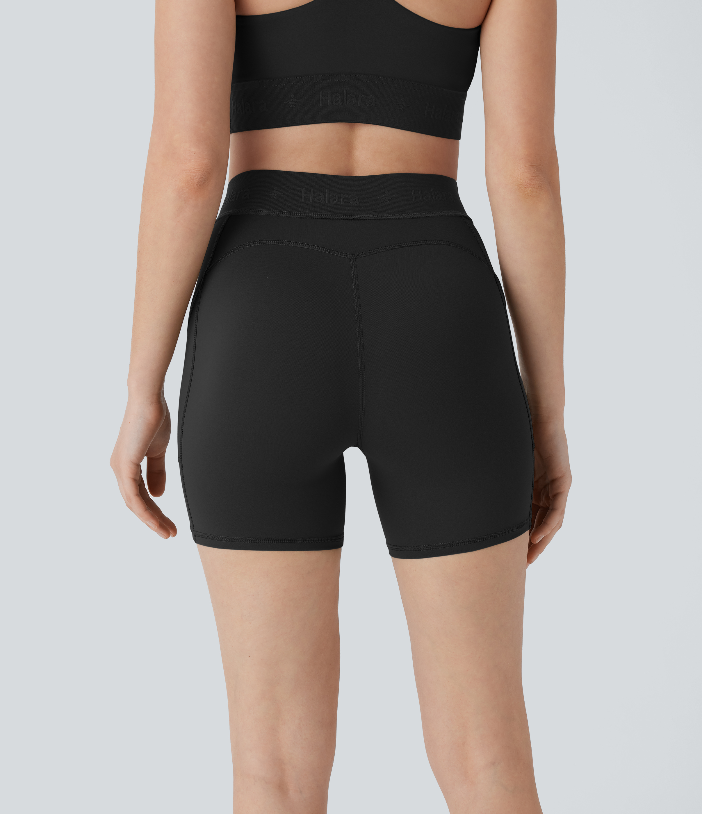 Halara SpeedWaveв„ў Mid Rise Side Pocket Quick Dry Workout Biker Shorts 5``  - Black - S biker shorts women black biker shorts 