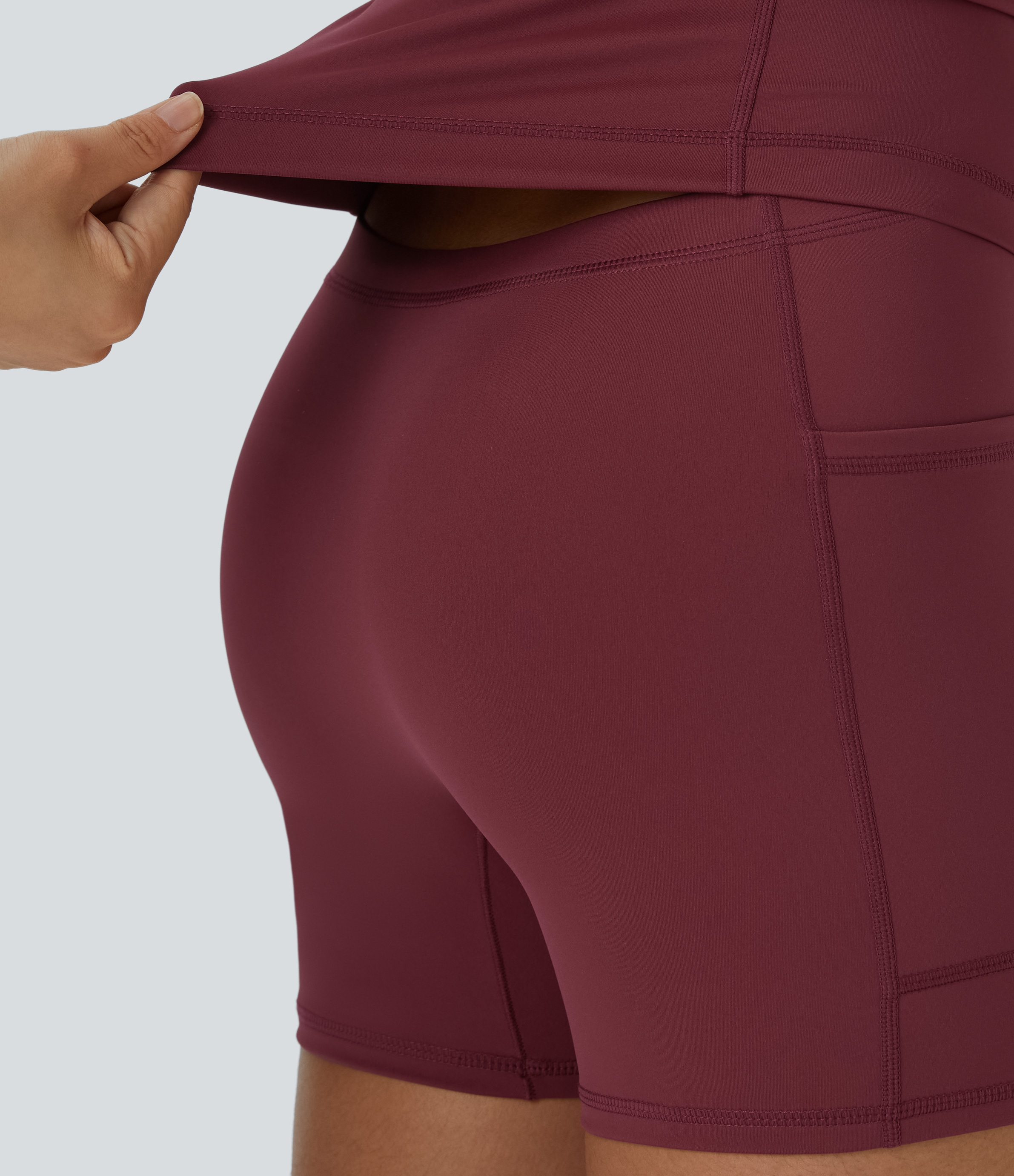 Halara Softlyzeroв„ў Airy Backless Cut Out Adjustable Strap 2-in-1 Pocket Cool Touch Longer Yoga Active Dress-Easy Peezy Edition Workout Dress - Cordovan - S 