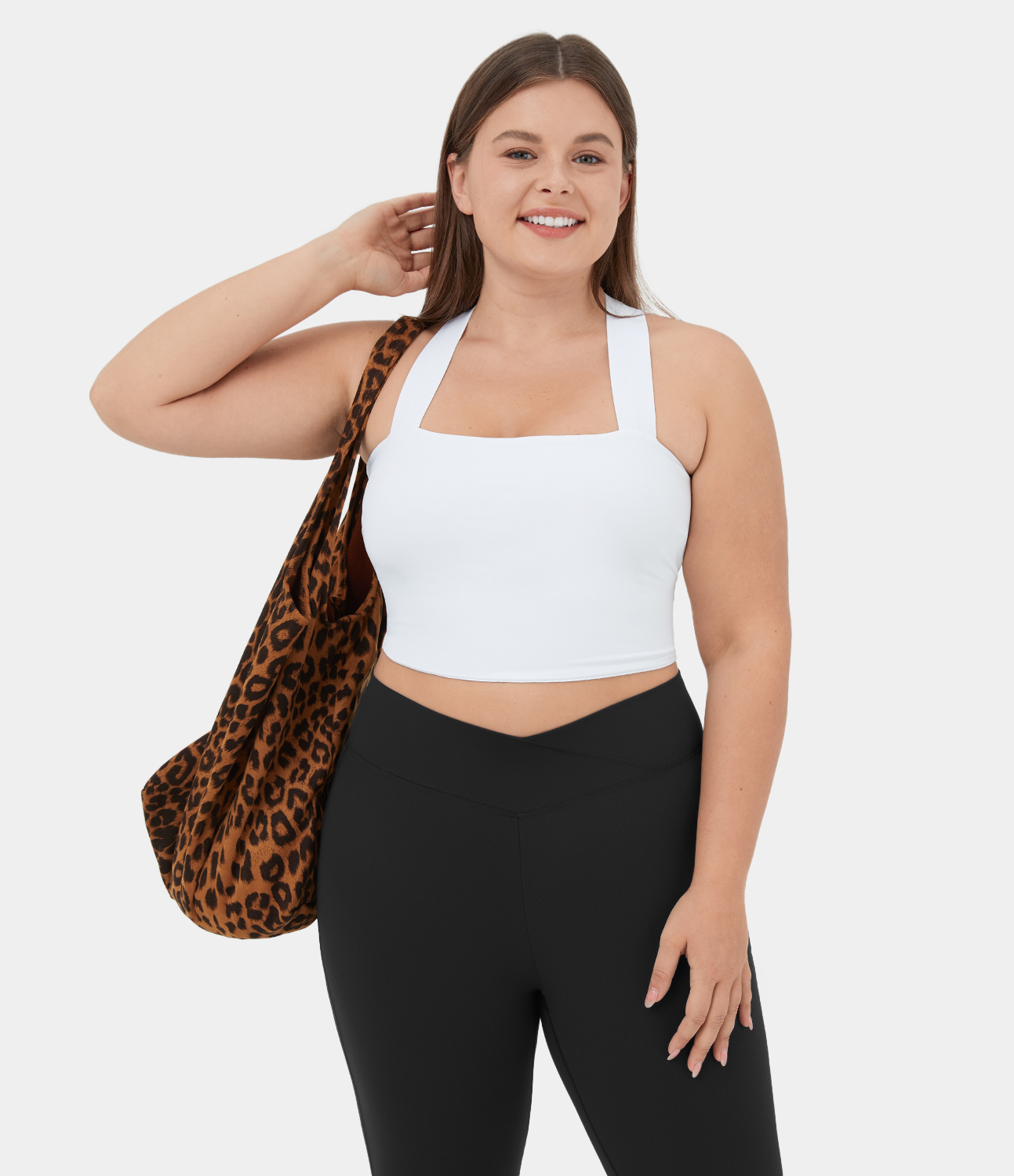 Halara Softlyzeroв„ў Airy Backless Padded Crisscross Tie Back Cropped Plus Size Cool Touch Yoga Sports Top  - White - 1X 