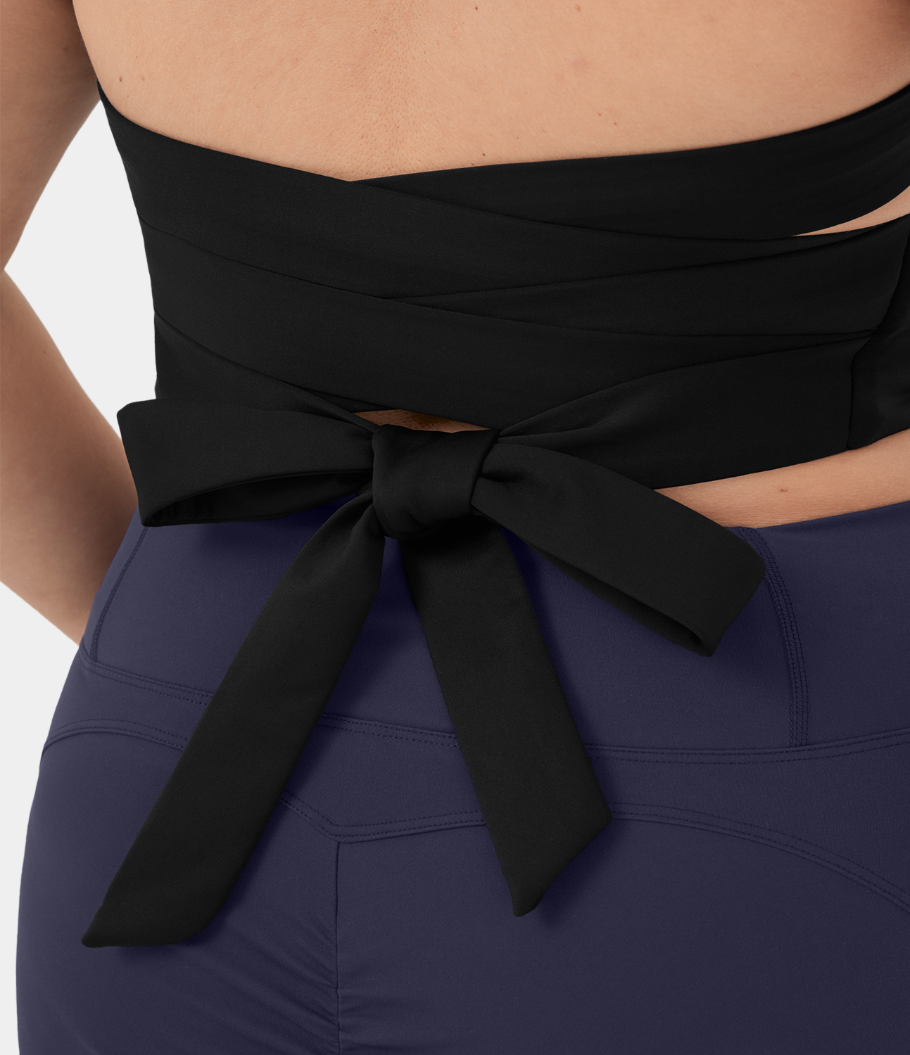 Halara Softlyzeroв„ў Airy Backless Padded Crisscross Tie Back Cropped Plus Size Cool Touch Yoga Sports Top  - Black - 1X 