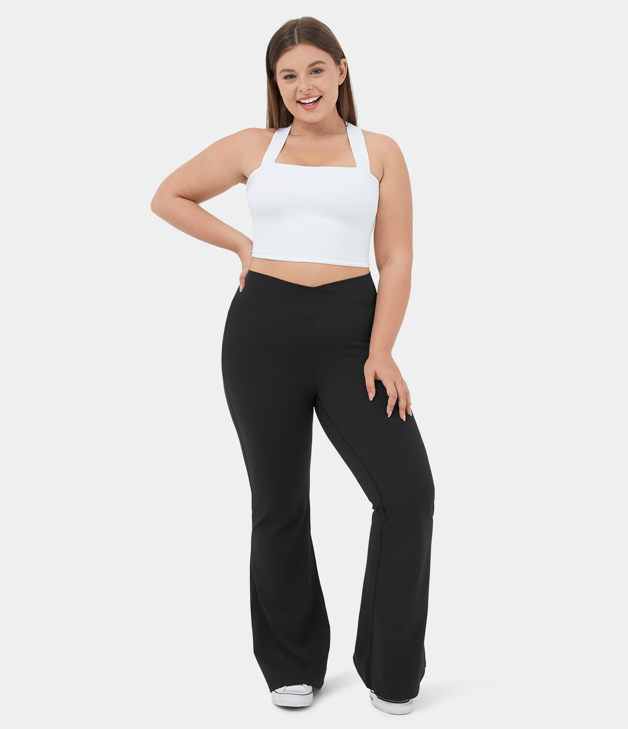 Halara Softlyzeroв„ў Airy Backless Padded Crisscross Tie Back Cropped Plus Size Cool Touch Yoga Sports Top  - White - 1X 