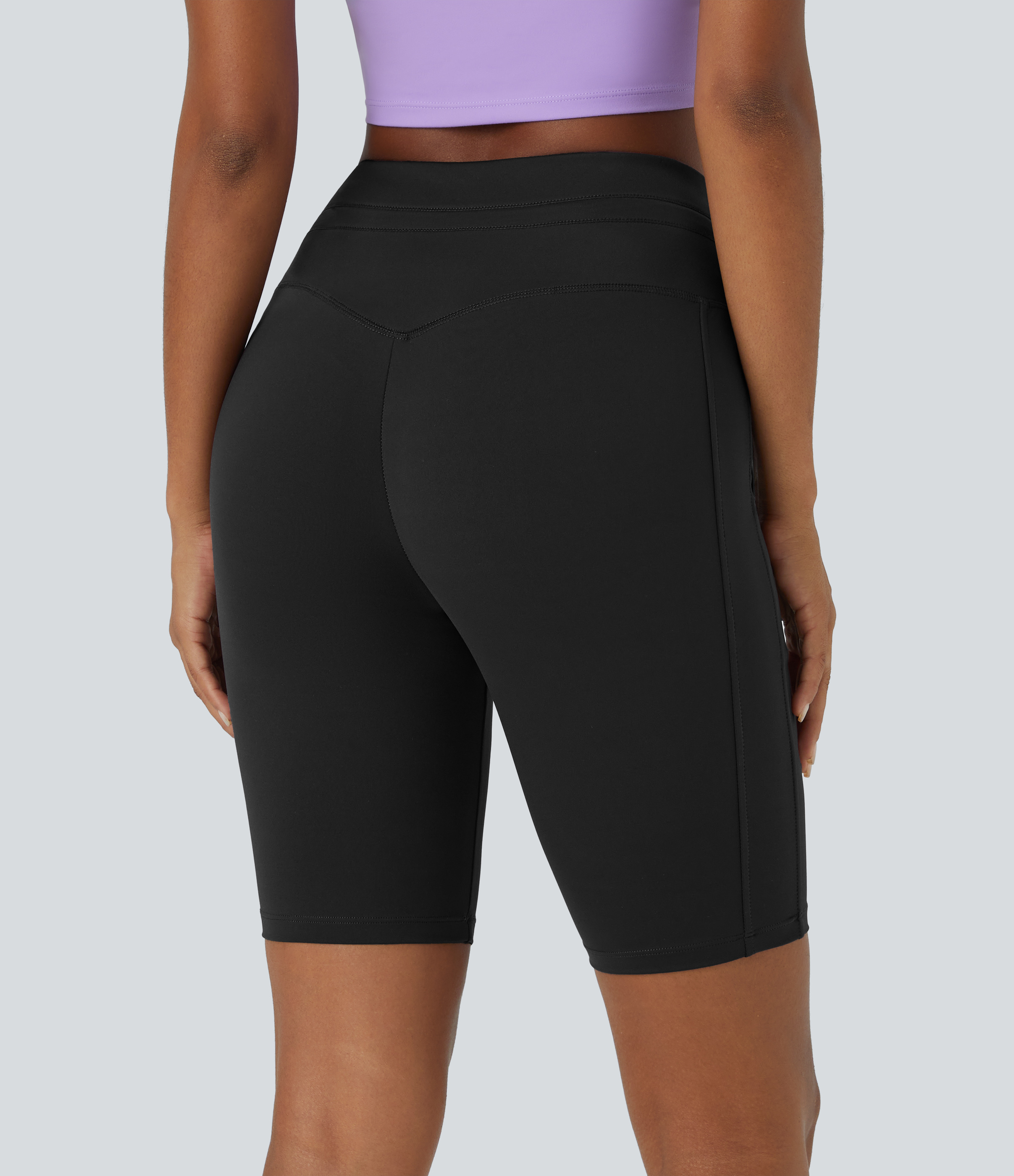 Halara Softlyzeroв„ў Airy High Waisted Drawstring Side Pocket Plain Cool Touch Shorts 9`` Gym Short - Black - XL booty shorts 