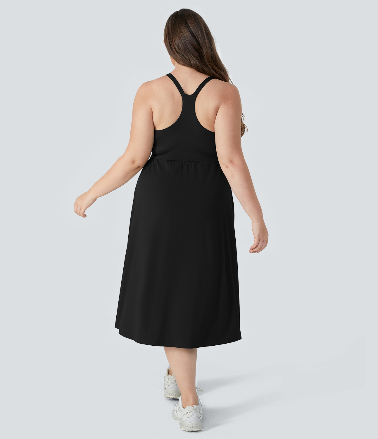 Halara Everyday Plus Size Midi Chill Dress-La Land  - Black - 1X 