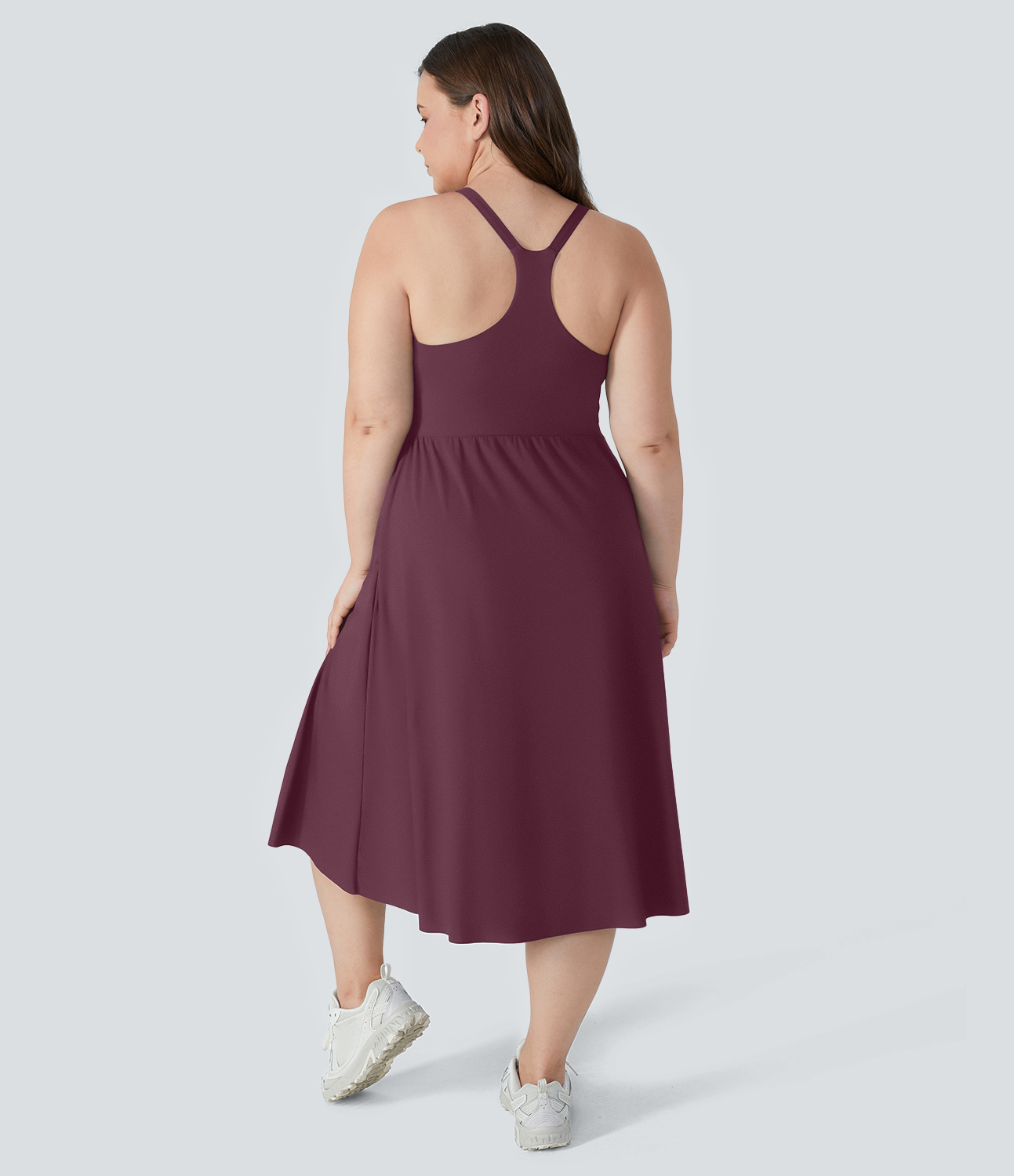 Halara Everyday Plus Size Midi Chill Dress-La Land  - Fig - 4X 