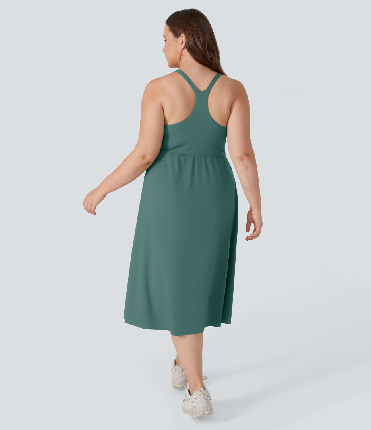 Halara Everyday Plus Size Midi Chill Dress-La Land  - Blue Spruce - 1X 