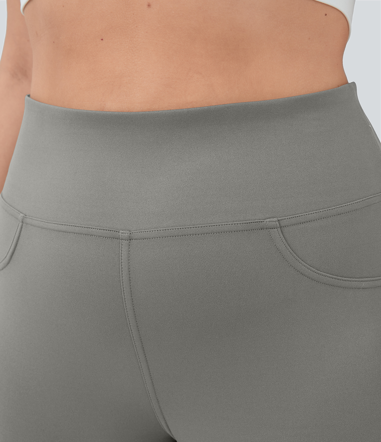 Halara High Waisted Back Pocket Flare Yoga Plus Size Leggings  - Silent Storm - 1X(regular) 