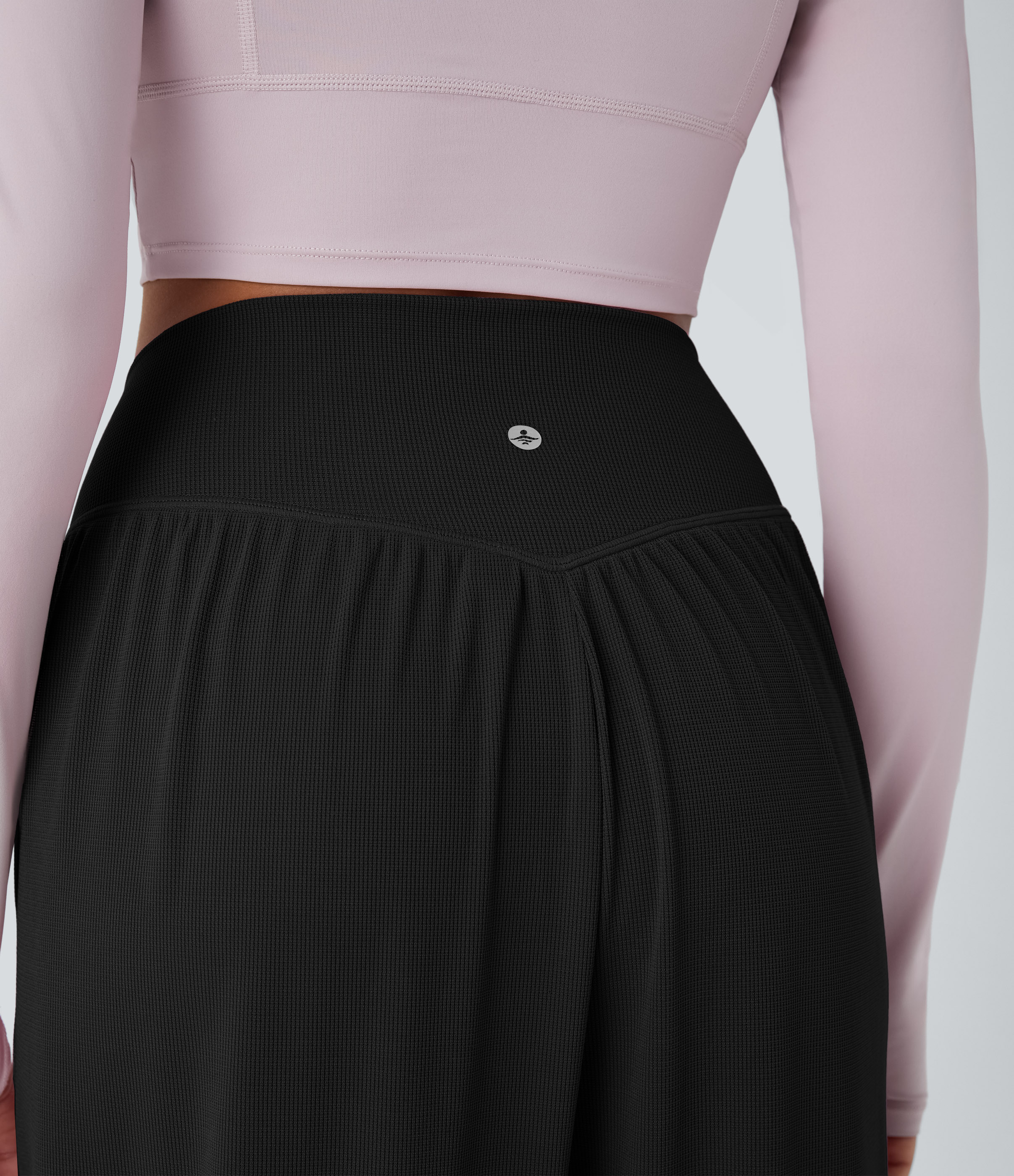 Halara High Waisted Crossover Plicated Side Pocket Waffle Yoga Joggers  - Black - L(regular) 