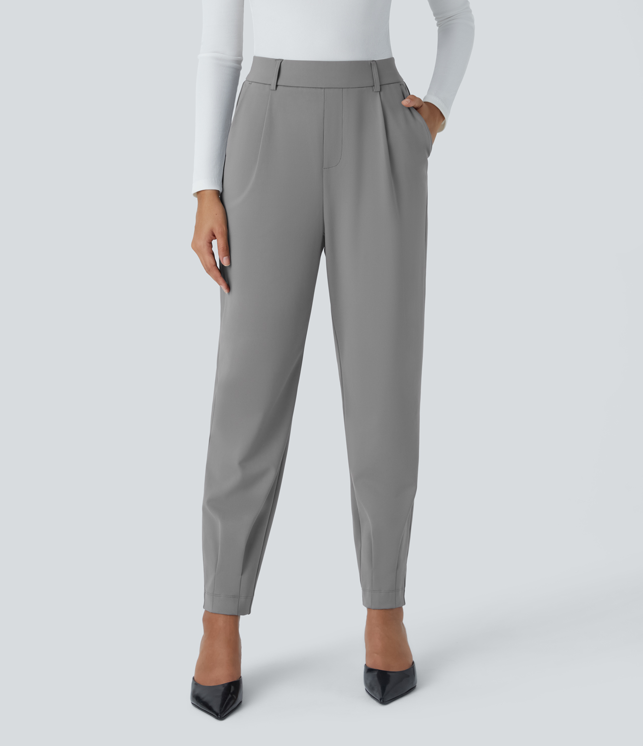 Halara High Waisted Plicated Side Pocket Work Joggers  - Silent Storm - L(regular) 