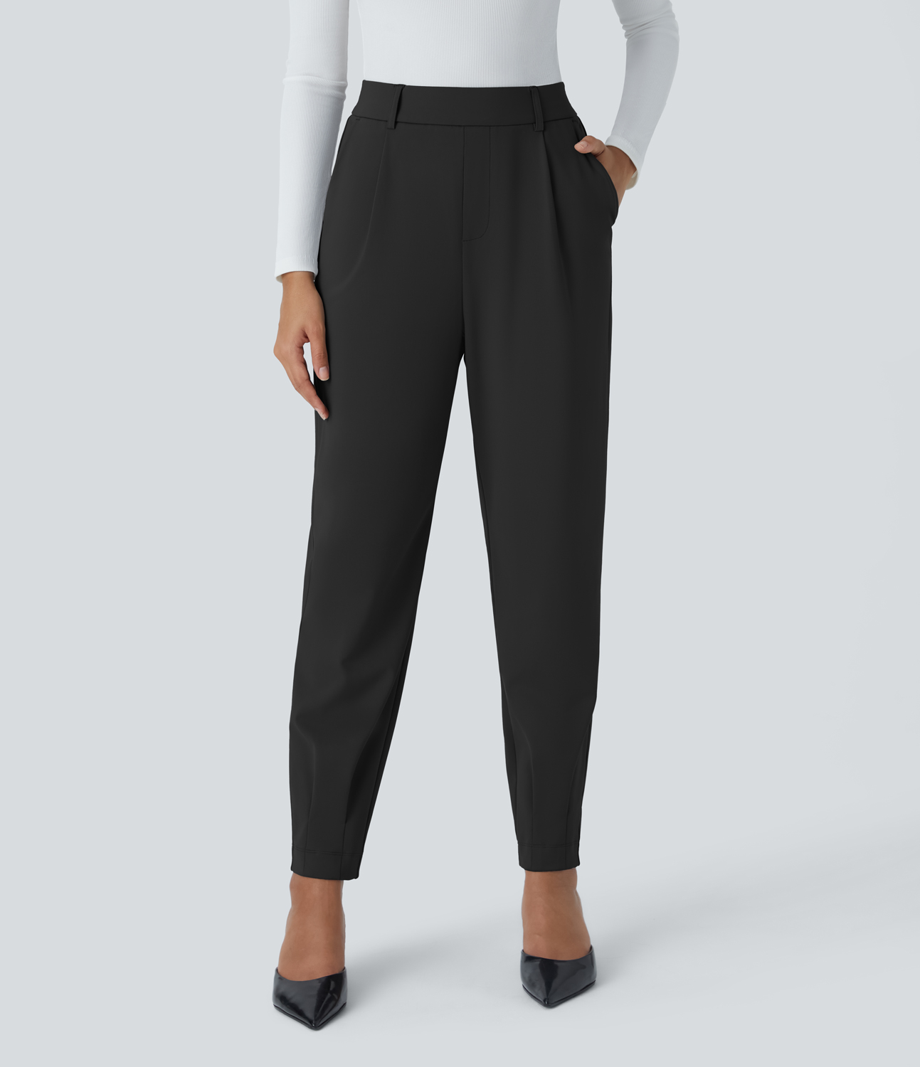 Halara High Waisted Plicated Side Pocket Work Joggers  - Black - XS(regular) 