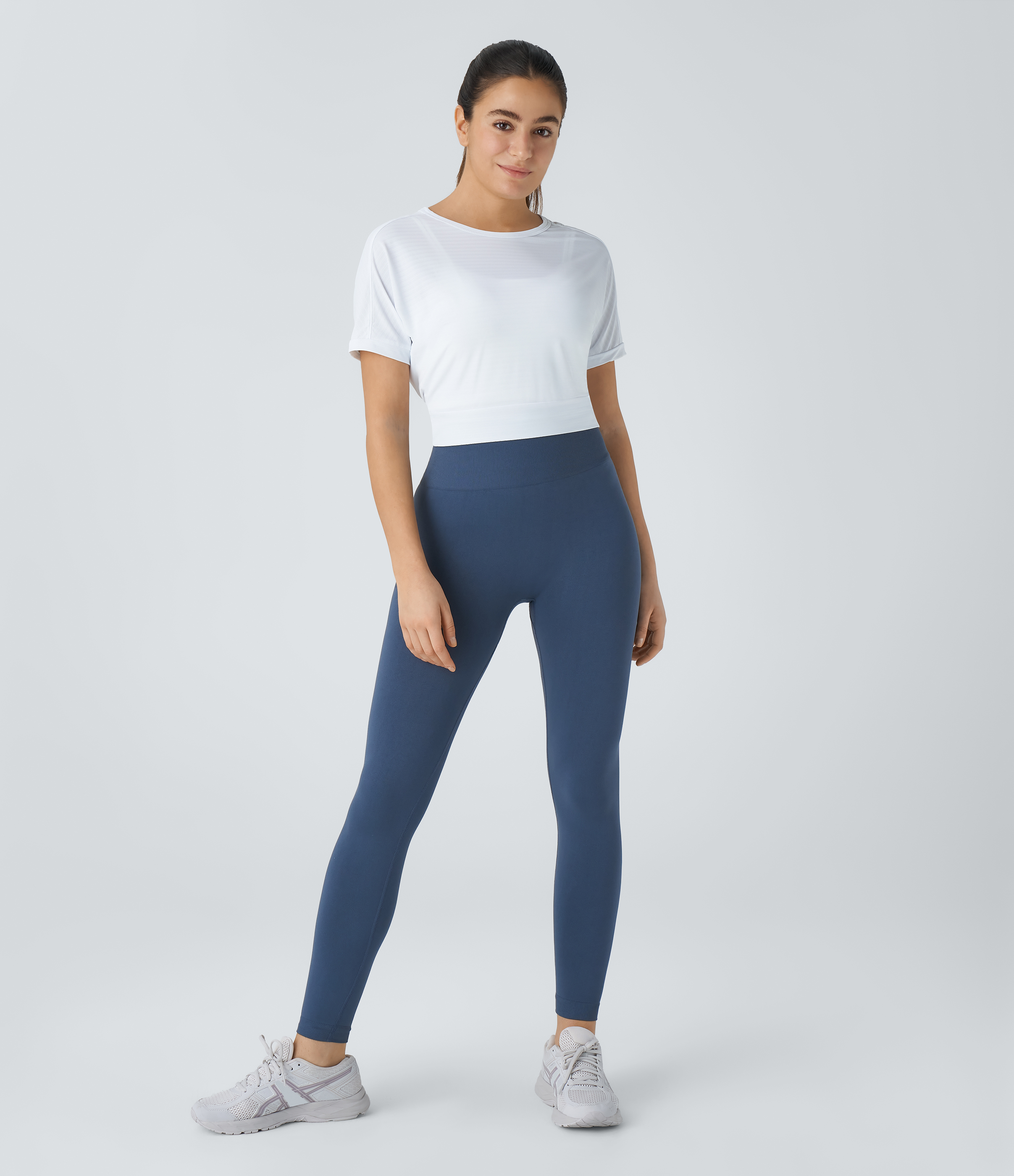 Halara Short Sleeve Twisted Cut Out Yoga Sports Top  - White - M 