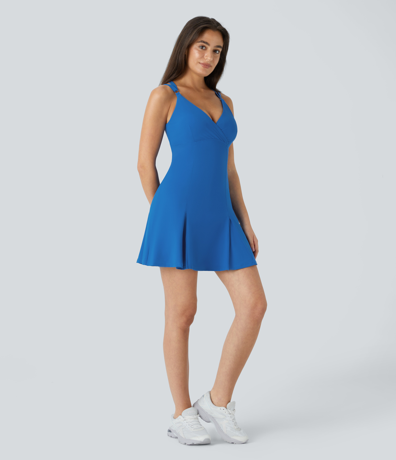 Halara Adjustable Strap Backless Cut Out Mini Tennis Active Dress Workout Dress - Blue Lolite - M 