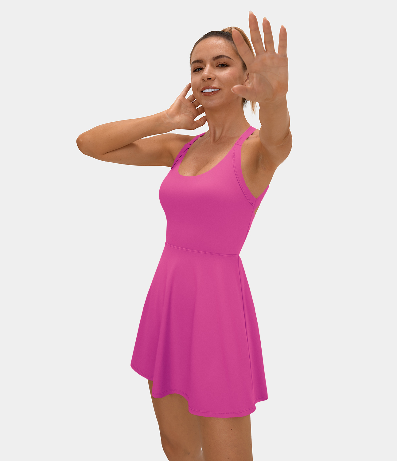 

Halara Backless Twisted Active Dress Workout Dress - Fuchsia Fedora
