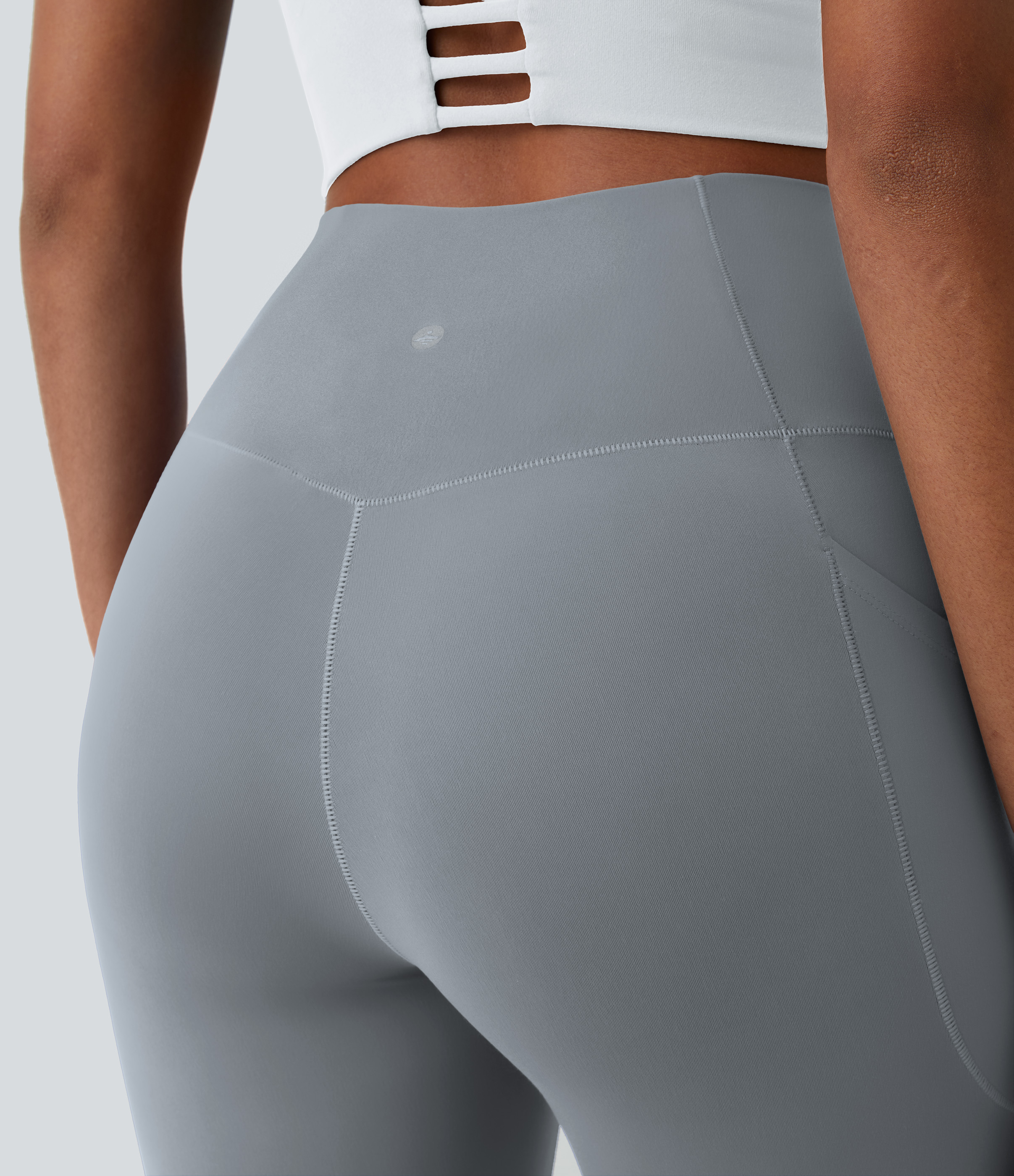 Halara Softlyzeroв„ў Crossover Pocket Plain Leggings-UPF50+  - Quarry - M(7/8) gym leggings leggings with pockets leggings with butt lift 