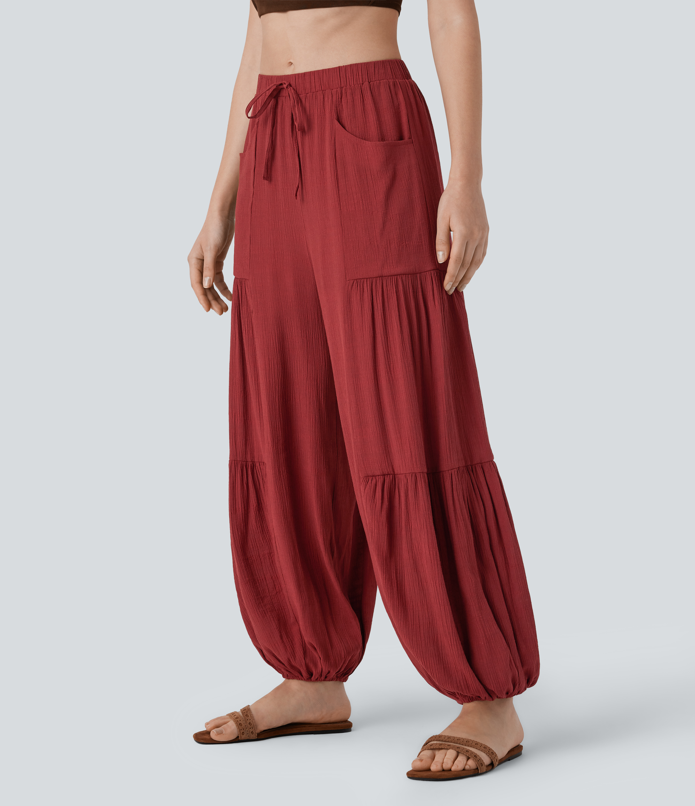 Mid Rise Drawstring Pocket Relax Joggers