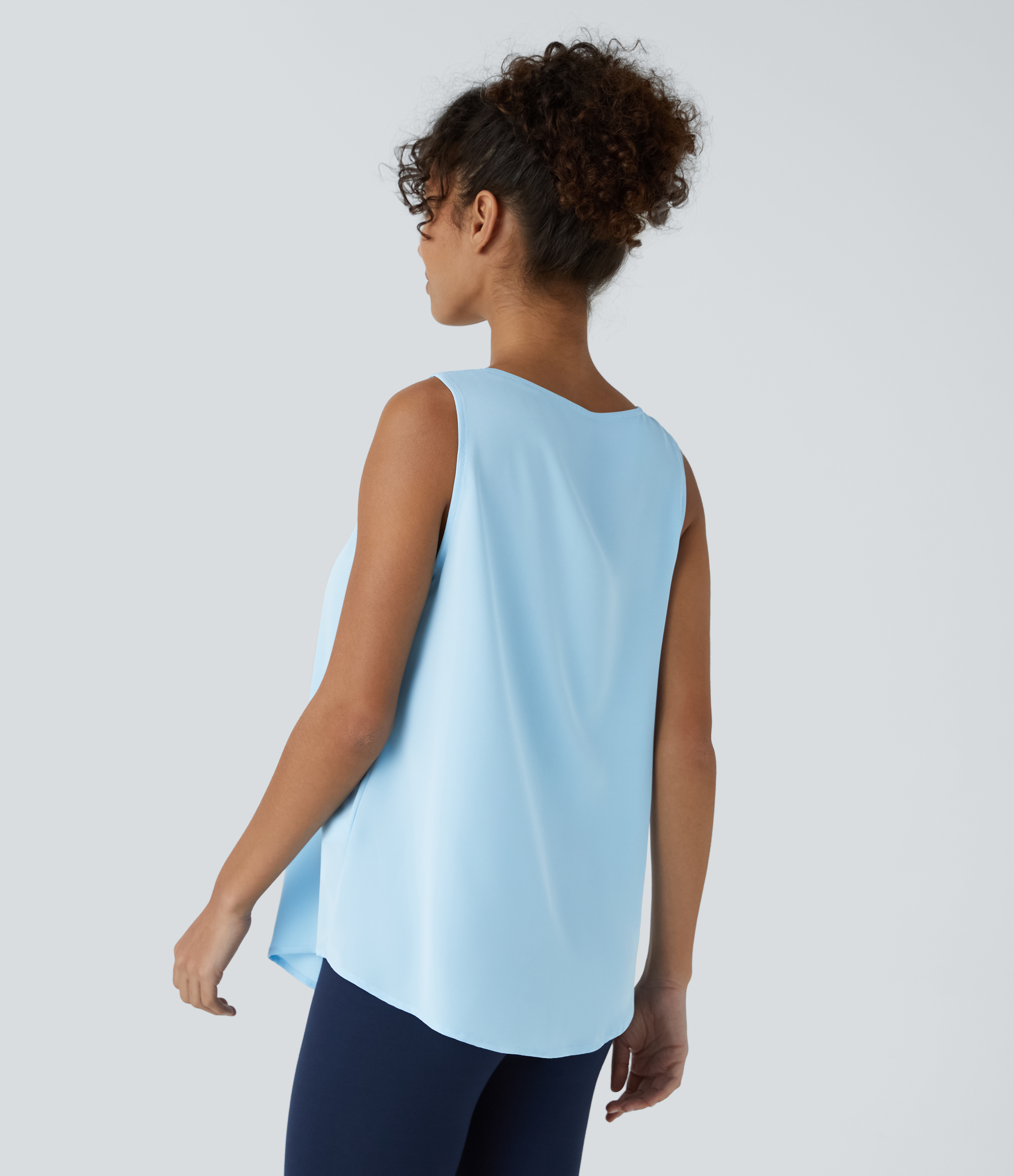 Halara Square Neck Plicated Work Tank Top Tank Top - Rippling Blue - M golf tops halter top tunic tops sleeveless tops backless top 