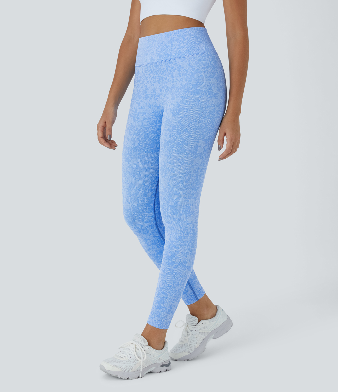 Halara Seamless Flow High Waisted Butt Lifting Yoga Leggings  - Light Baby Blue - M gym leggings leggings with pockets 