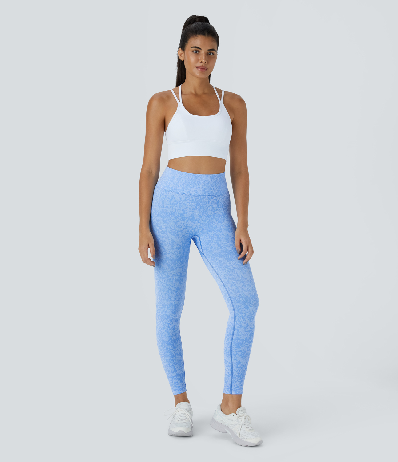 Halara Seamless Flow High Waisted Butt Lifting Yoga Leggings  - Light Baby Blue - M gym leggings leggings with pockets 