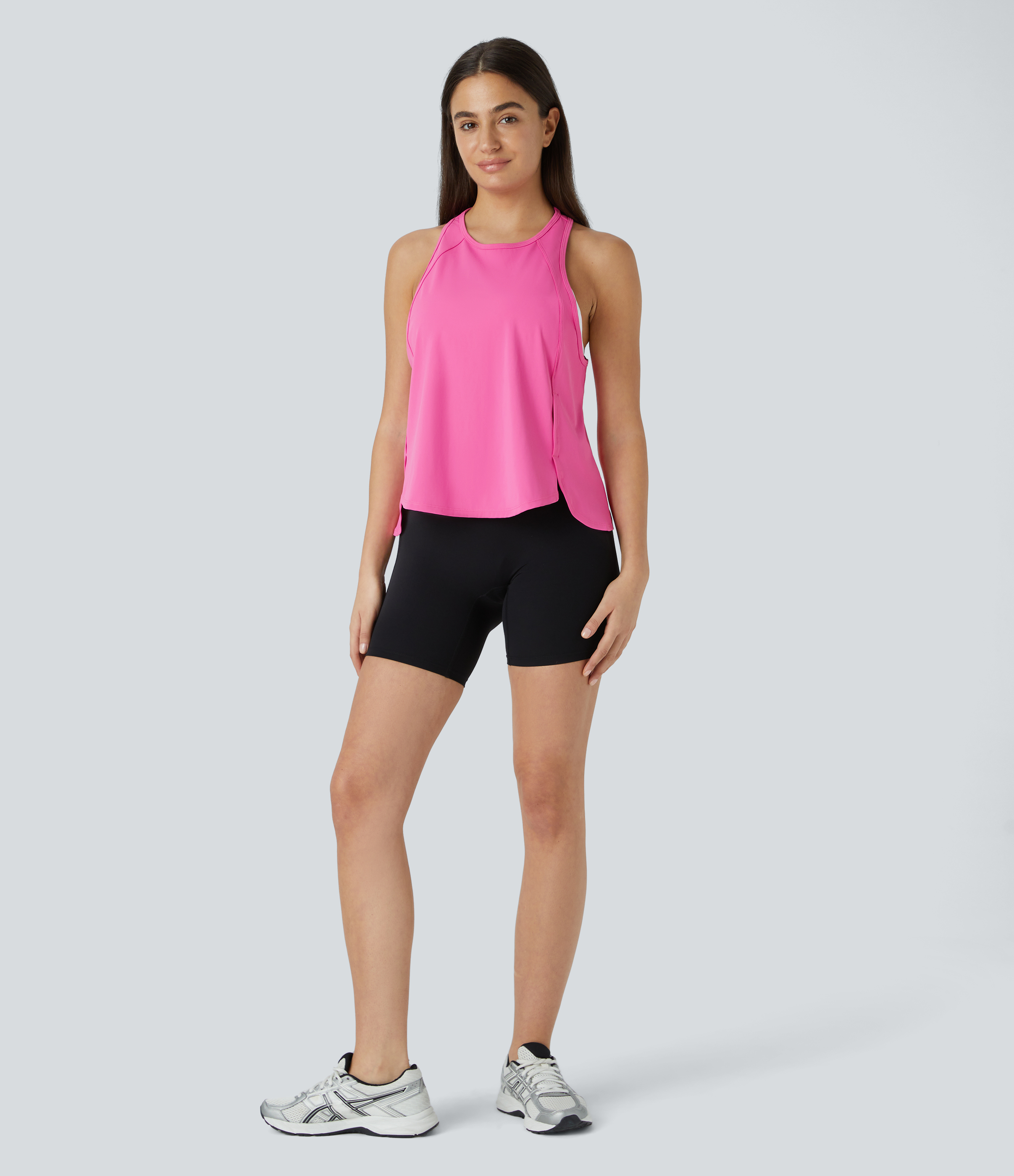 Halara Racerback Crossover Split Hem Quick Dry Running Tank Top Tank Top - Gorgeous Powder Pink - L golf tops halter top tunic tops 