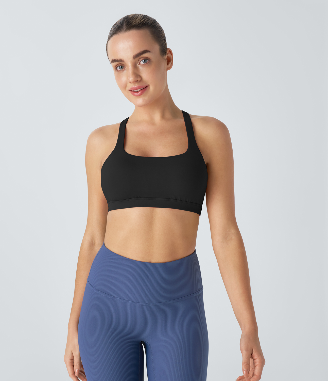Halara Softlyzeroв„ў Low Support Backless Cut Out Yoga Sports Bra-UPF50+  - Black - XS push up bra strapless bra backless bra sticky bra 