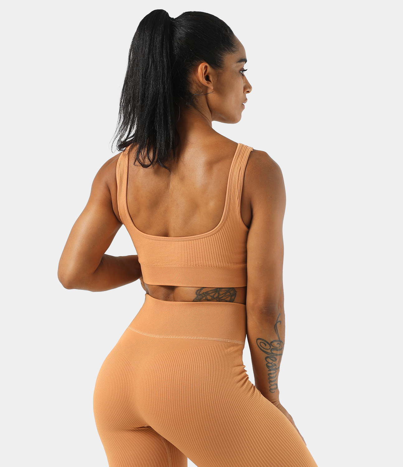 Women's Seamless Flow RibbedKnit Medium Support Sports Bra & Cycling