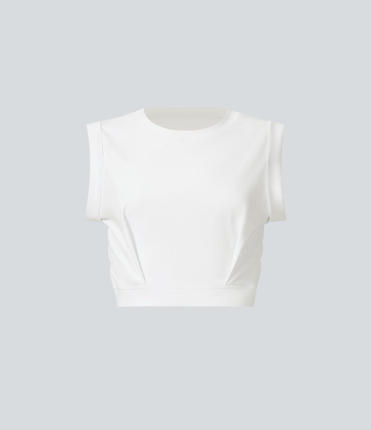 Halara Crew Neck Sleeveless Cropped Yoga Tank Top Tank Top - White - XL golf tops halter top tunic tops sleeveless tops backless top 