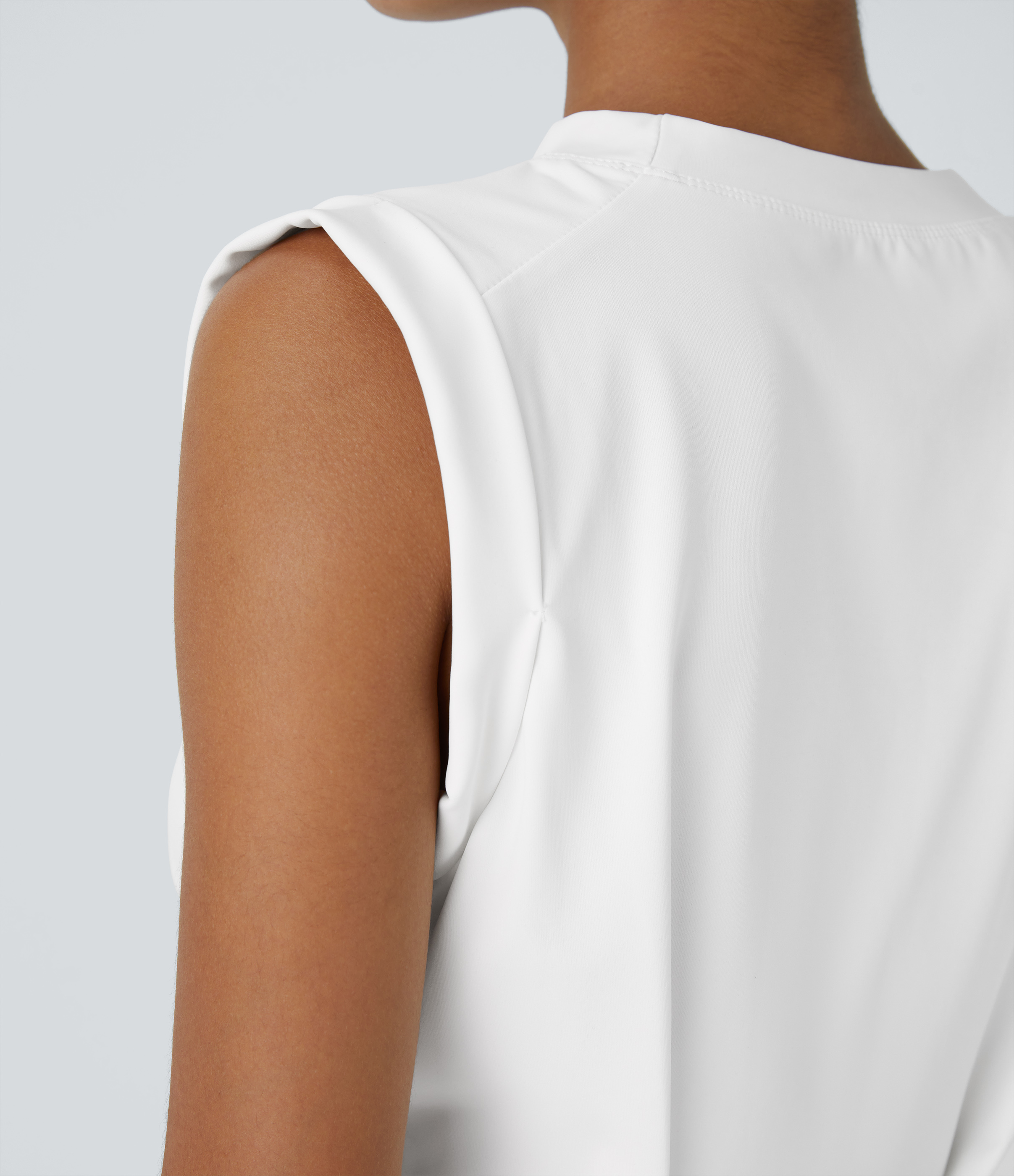Halara Crew Neck Sleeveless Cropped Yoga Tank Top Tank Top - White - XL golf tops halter top tunic tops sleeveless tops backless top 