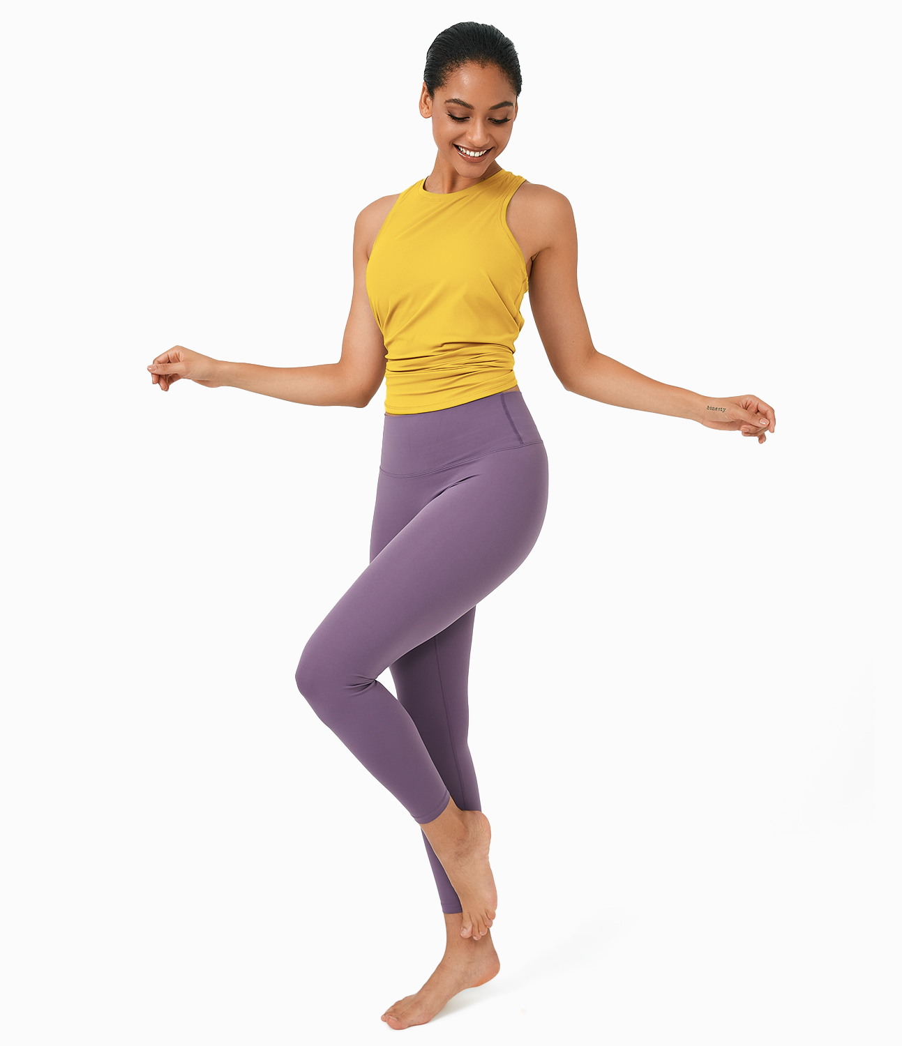 Halara Split Tie Back Tank Top-No Bra Tank Top - Lemonhead - Canary Yellow - M golf tops halter top tunic tops sleeveless tops backless top 