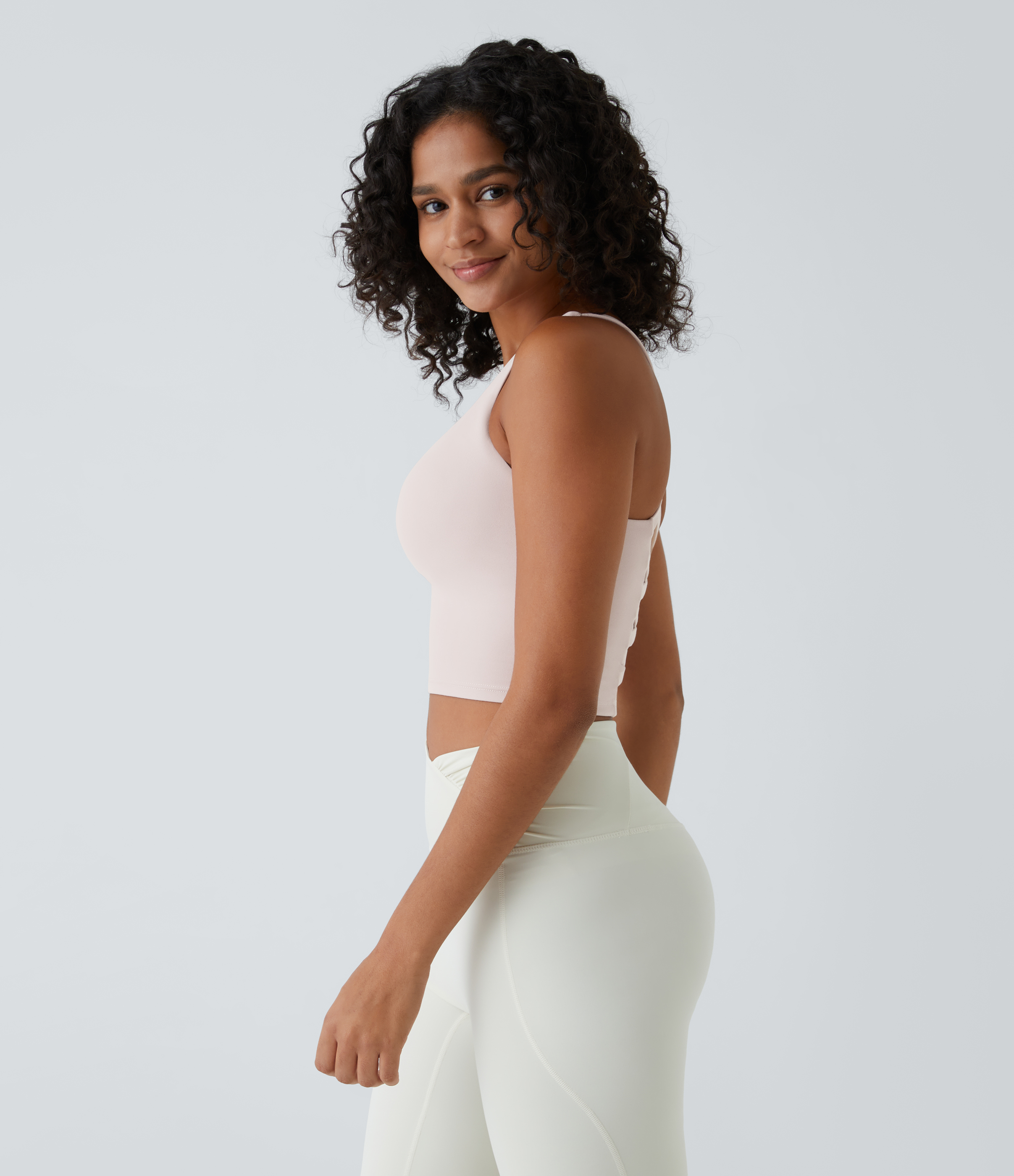 Halara Crisscross Backless Cropped Yoga Tank Top Tank Top - Almost Mauve - M golf tops halter top tunic tops sleeveless tops backless top 