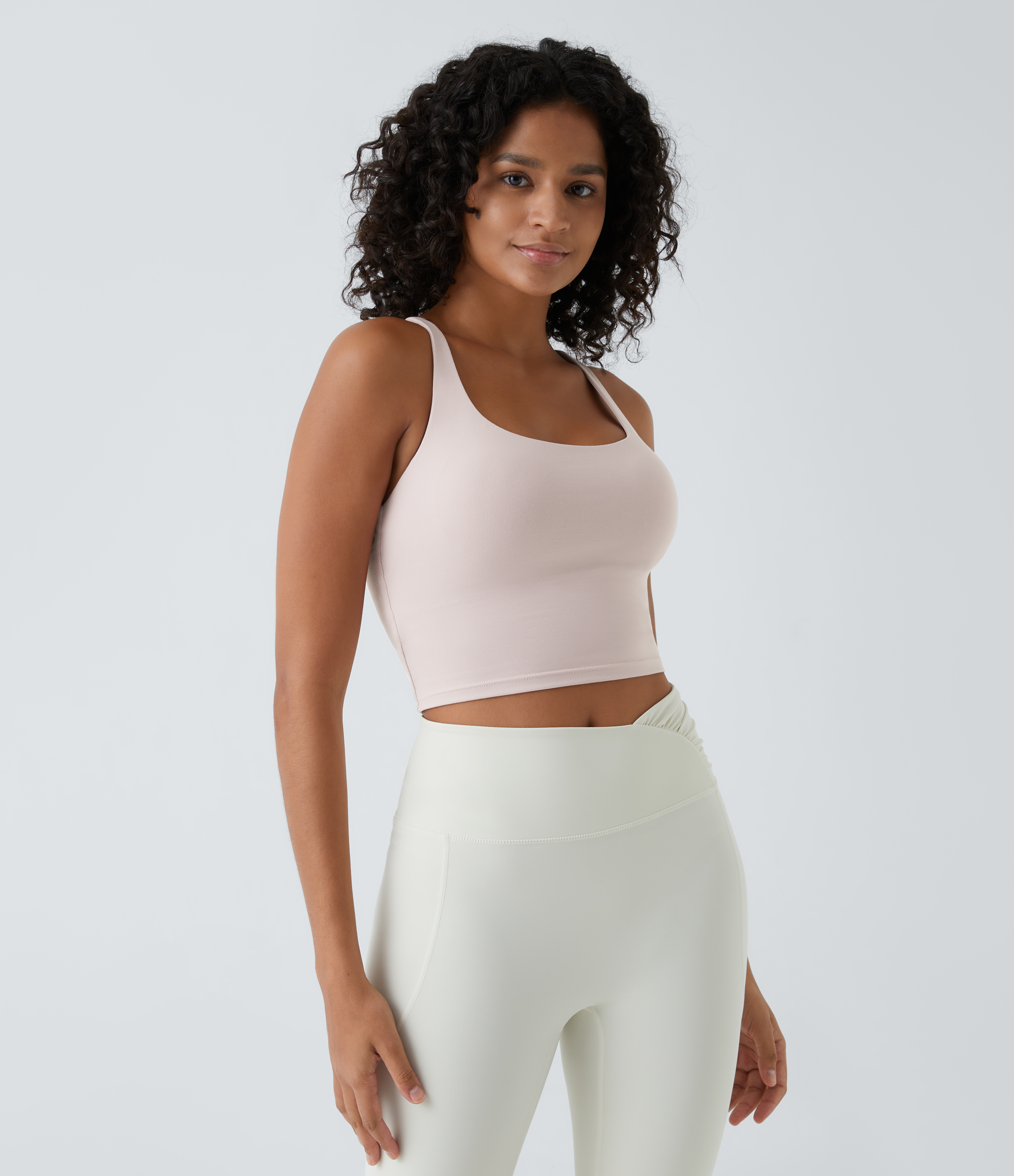 Halara Crisscross Backless Cropped Yoga Tank Top Tank Top - Almost Mauve - M golf tops halter top tunic tops sleeveless tops backless top 